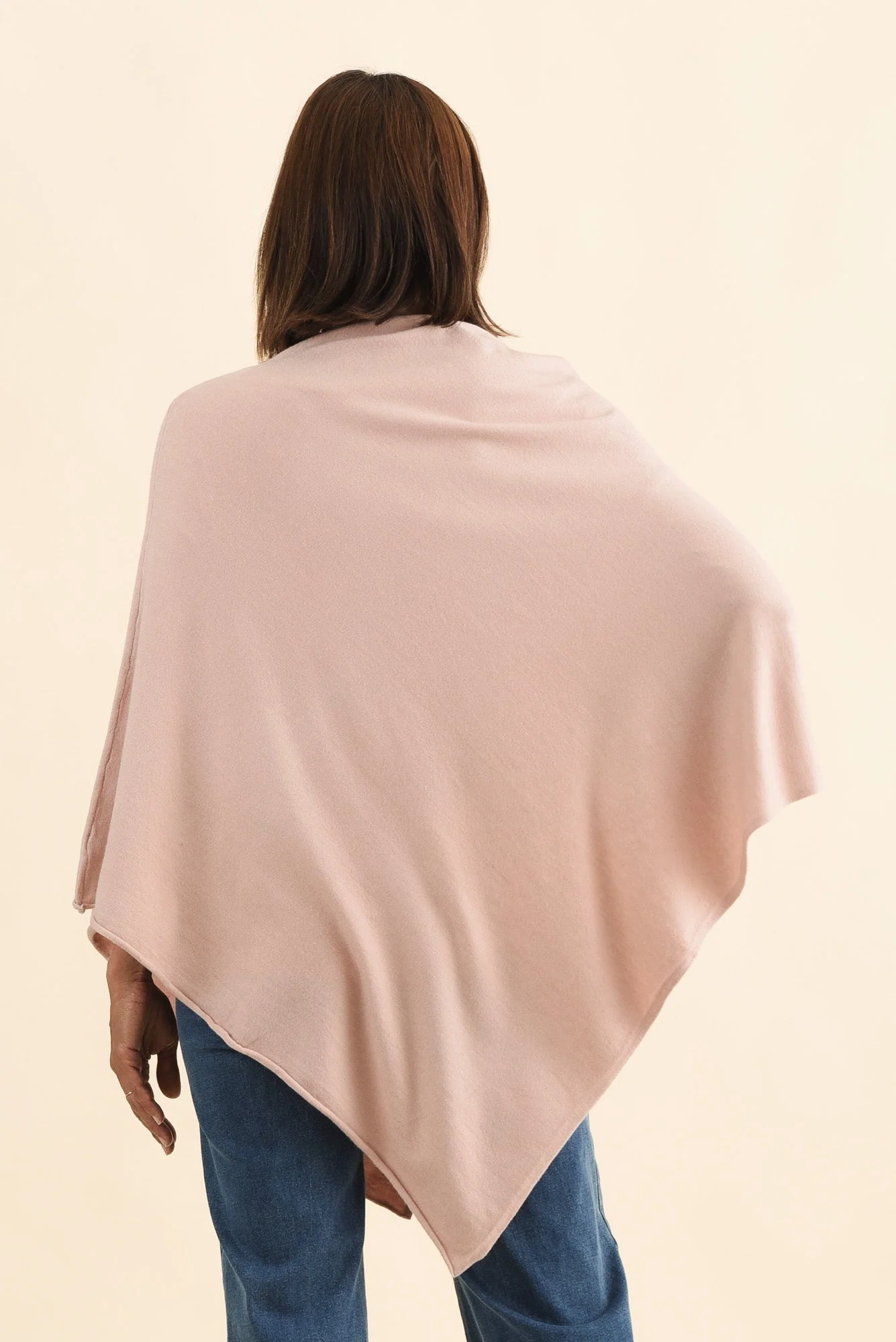 Amy Dusty Pink Wool Blend Poncho - Image 4