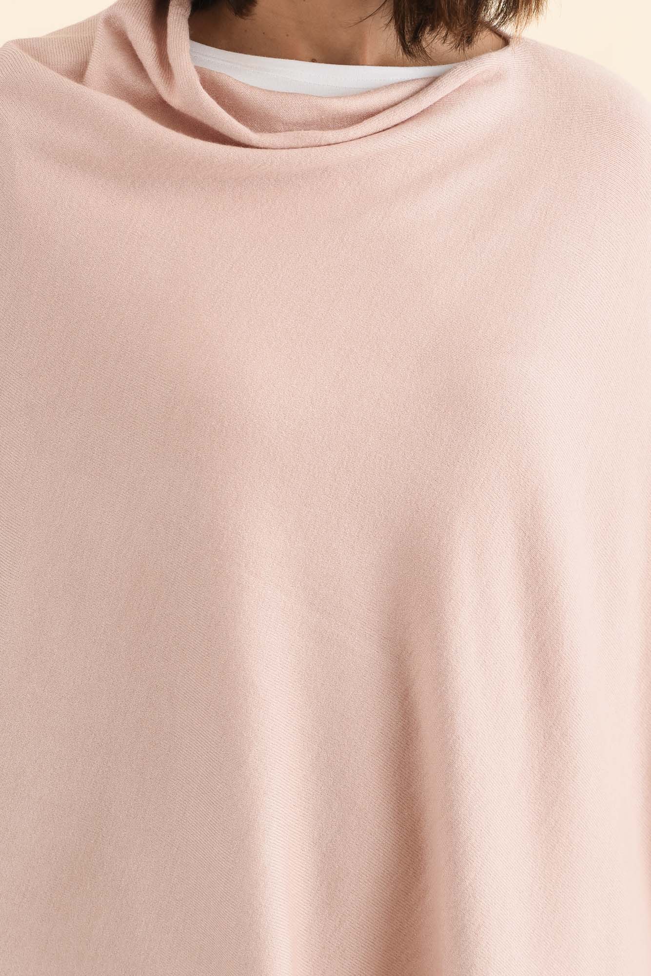Amy Dusty Pink Wool Blend Poncho - Image 5
