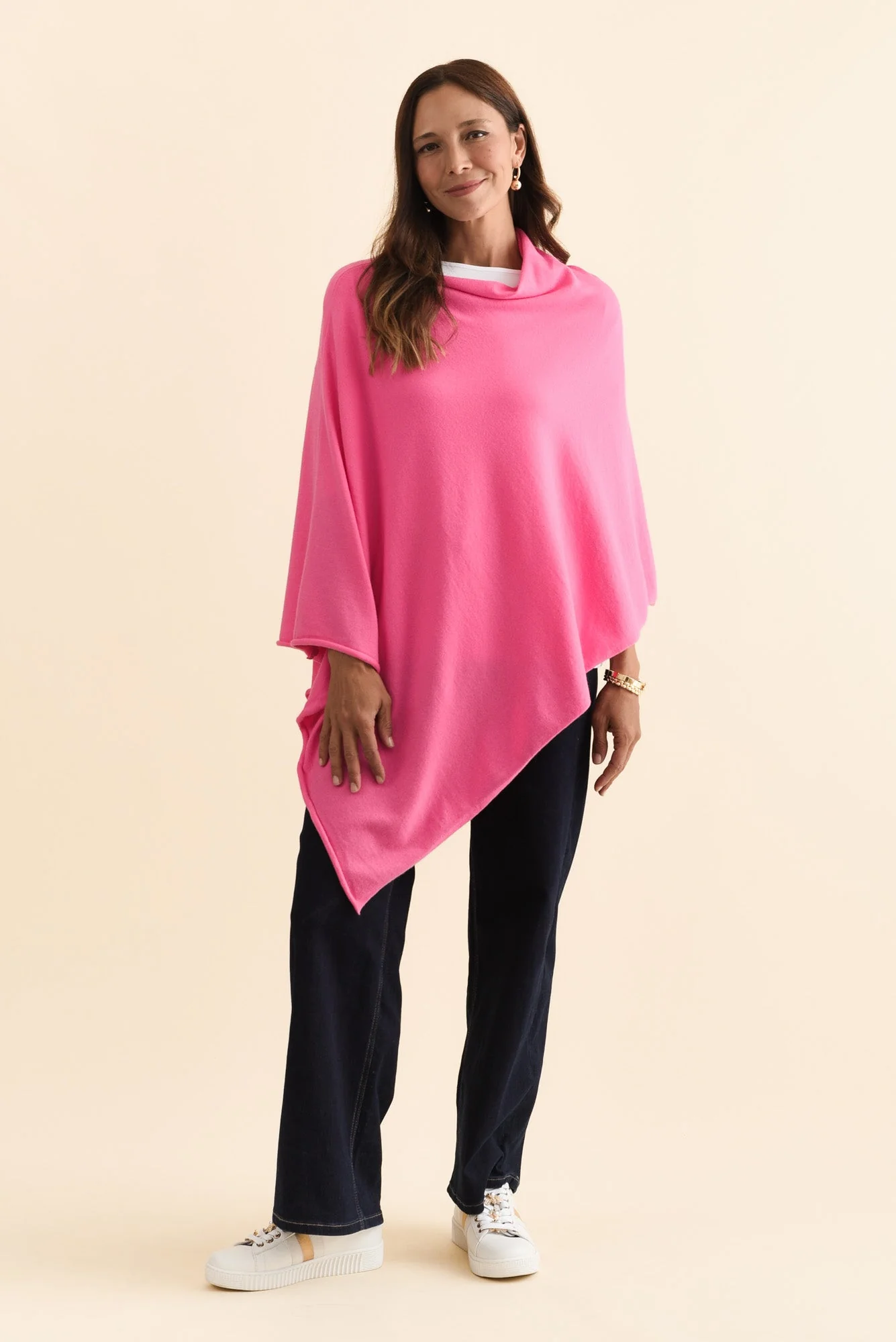 Amy Fuchsia Wool Blend Poncho - Image 2