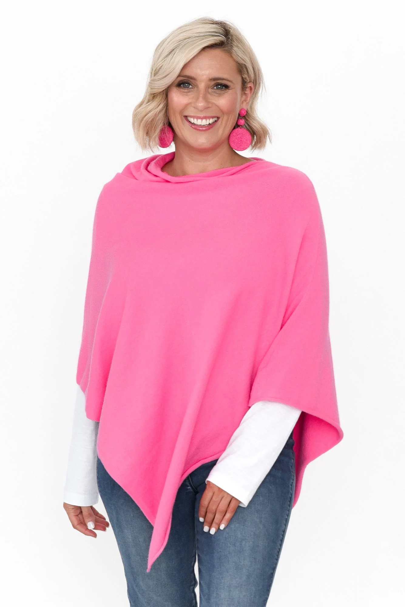 Amy Fuchsia Wool Blend Poncho - Image 8