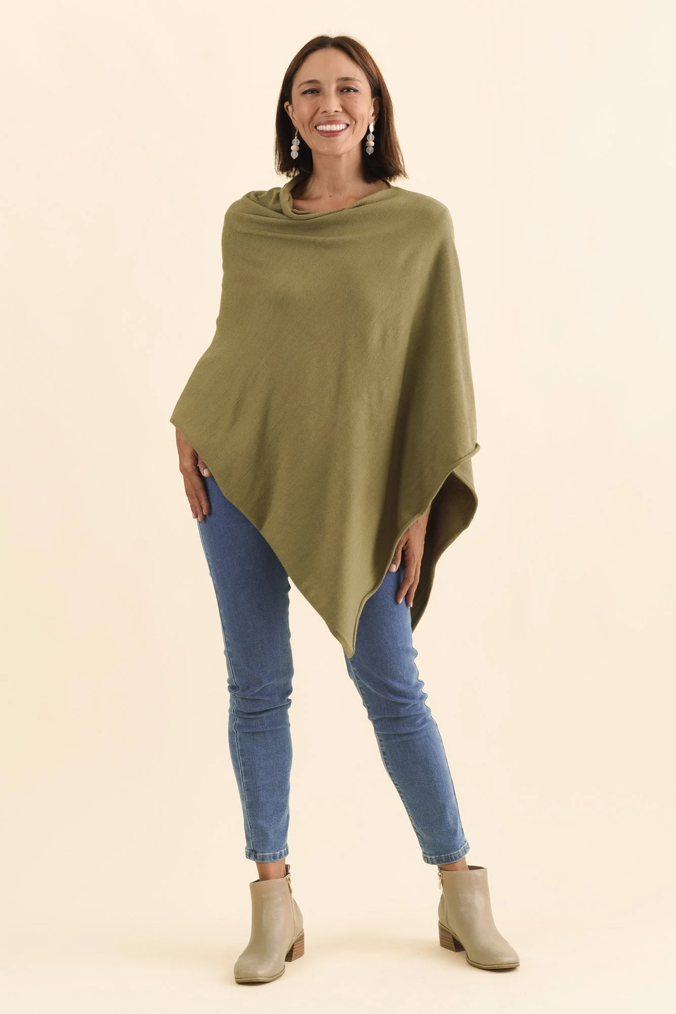 Amy Green Wool Blend Poncho - Image 2