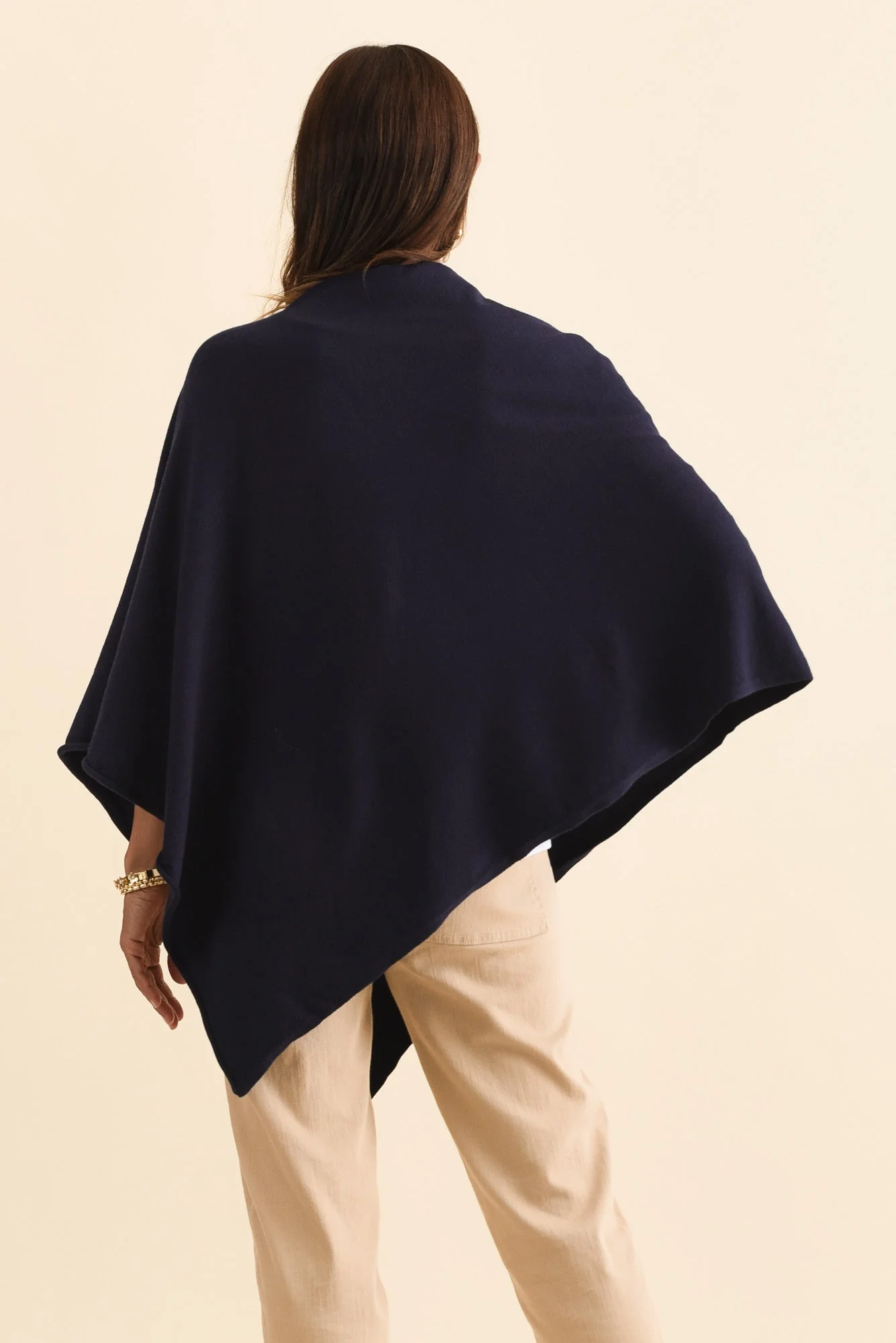 Amy Midnight Blue Wool Blend Poncho - Image 4