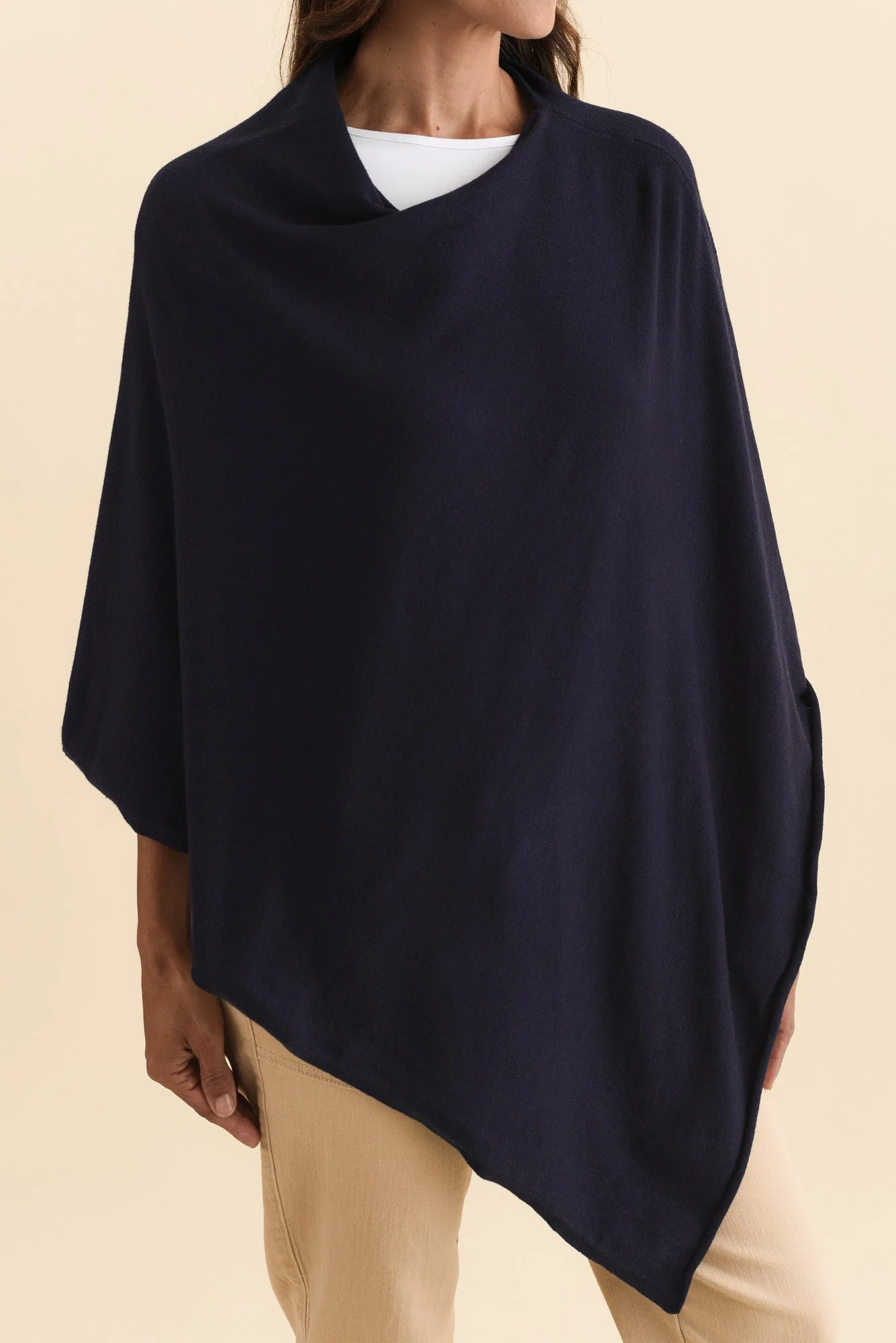 Amy Midnight Blue Wool Blend Poncho - Image 5