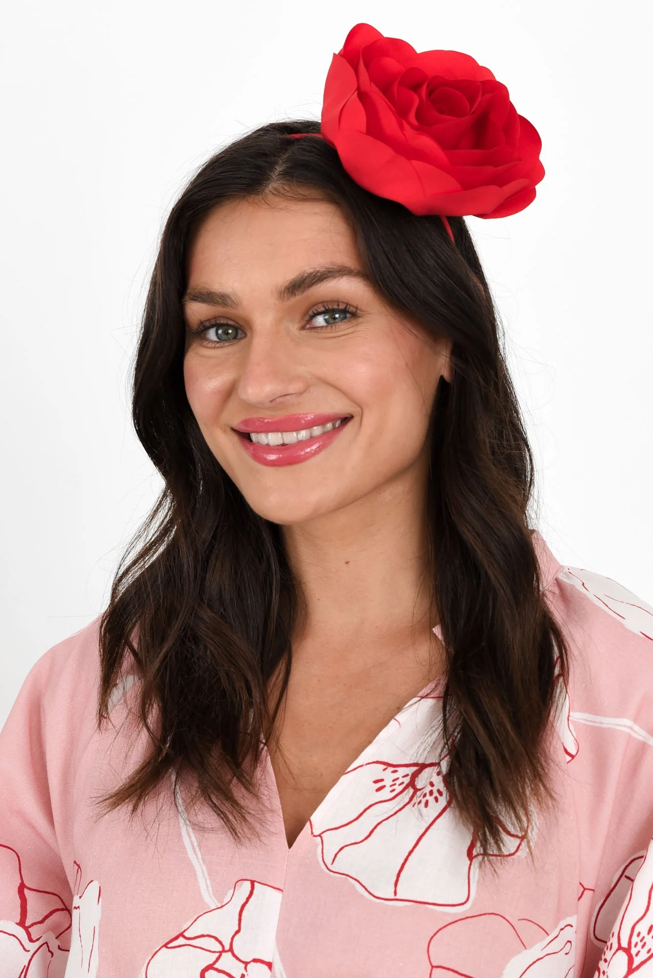 Amy Red Flower Fascinator - Image 2