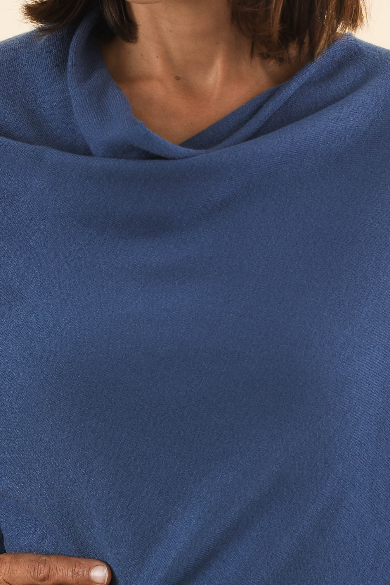 Amy Sea Blue Wool Blend Poncho - Image 5