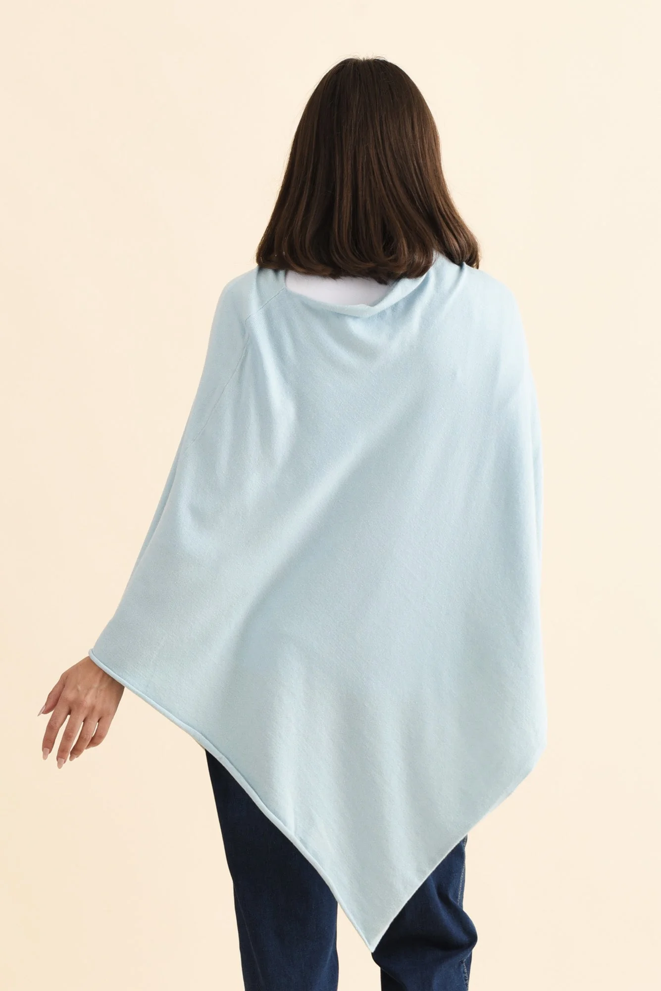 Amy Sky Blue Wool Blend Poncho - Image 4