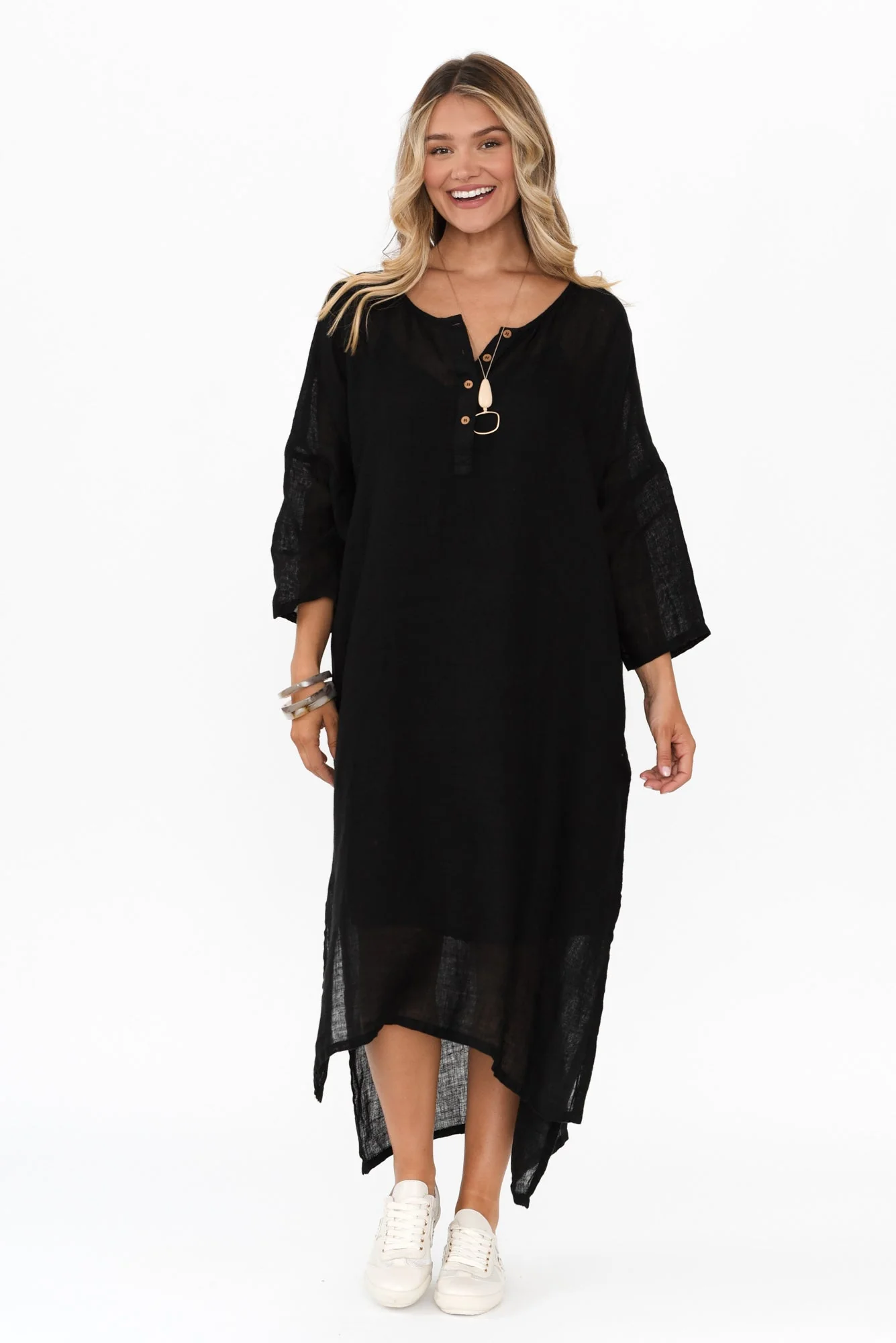 Analia Black Linen Kaftan - Image 2