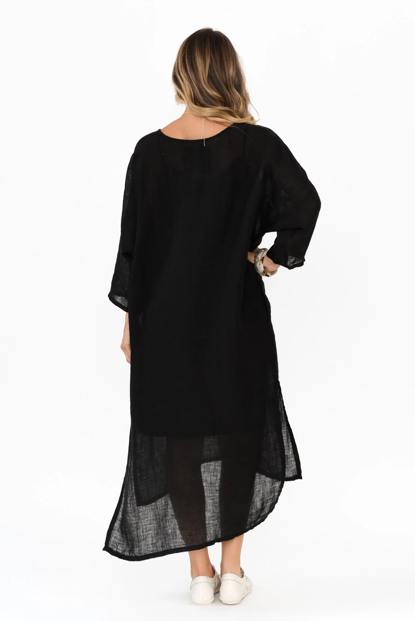 Analia Black Linen Kaftan - Image 5