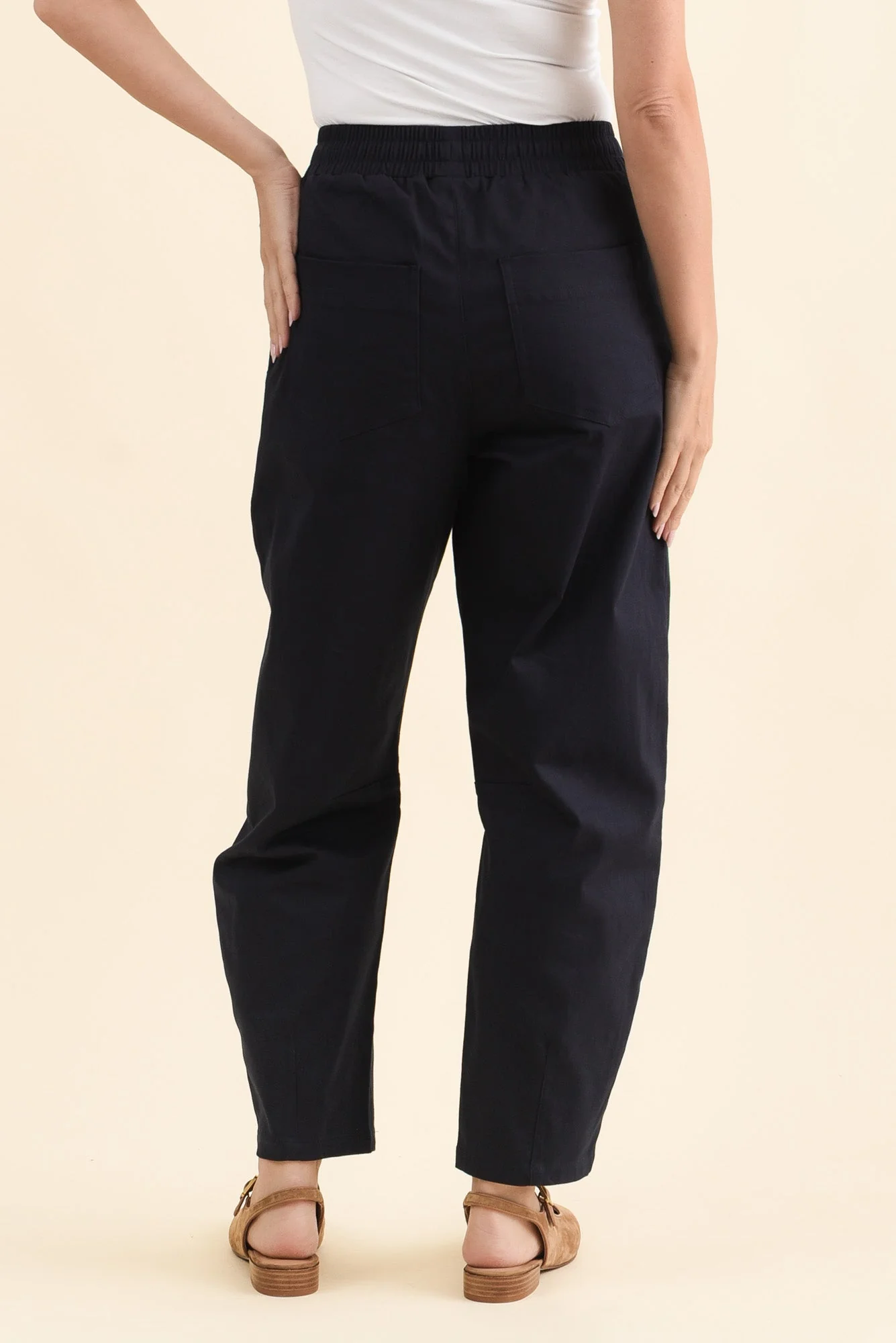 Andy Navy Cotton Barrel Pants - Image 4