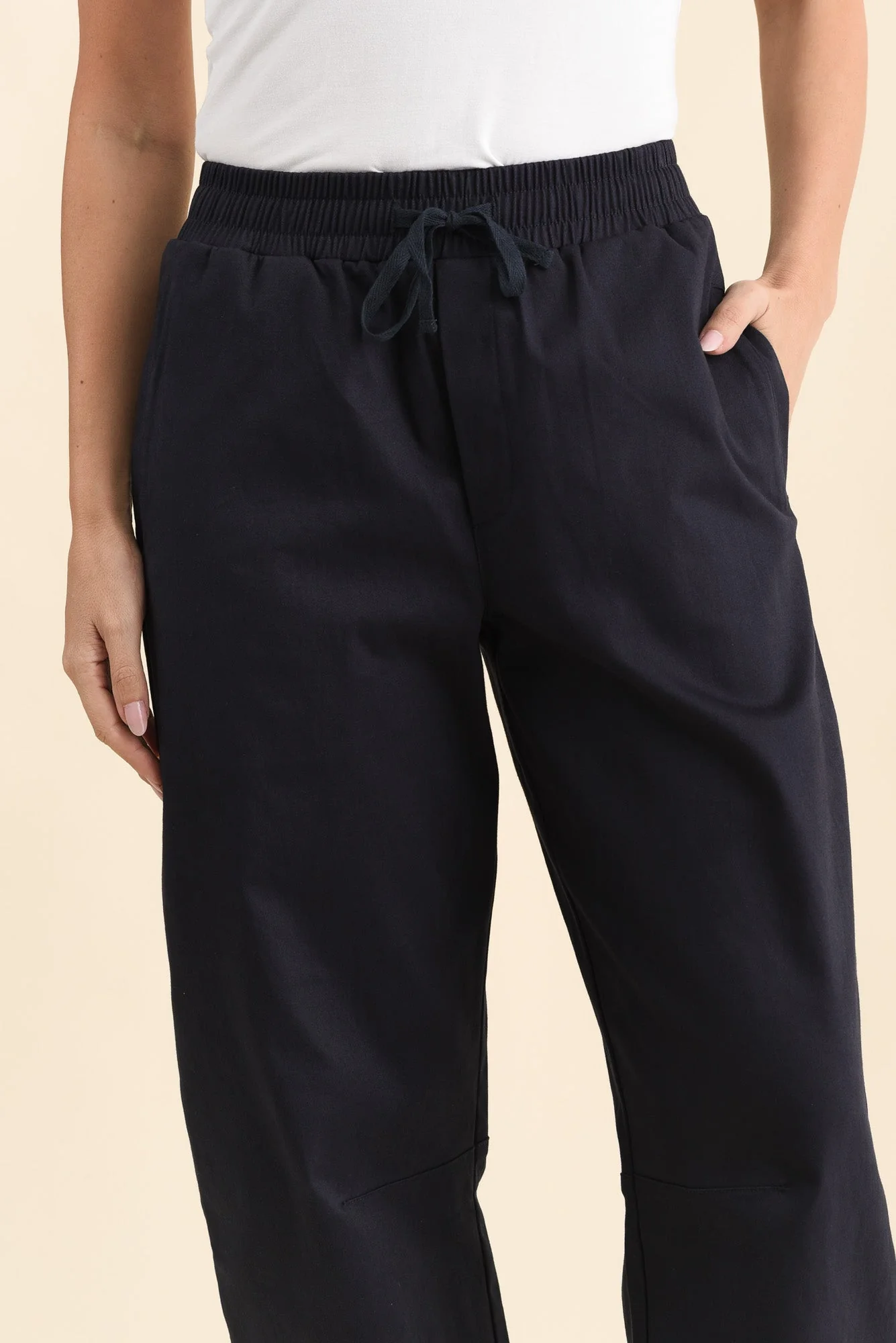 Andy Navy Cotton Barrel Pants - Image 5