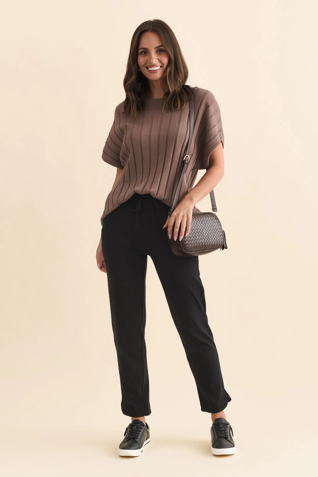 Angie Black Cotton Drawstring Pants - Image 2
