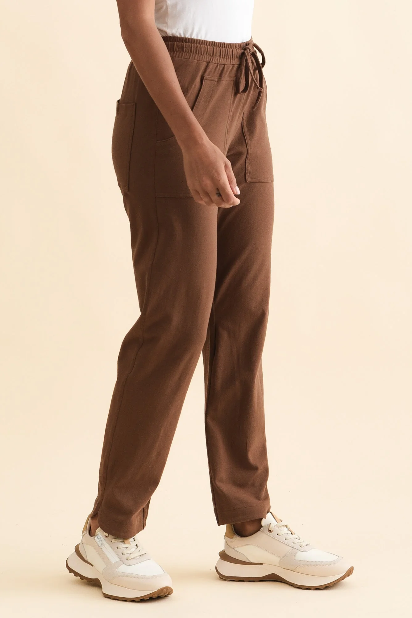 Angie Brown Cotton Drawstring Pants - Image 3