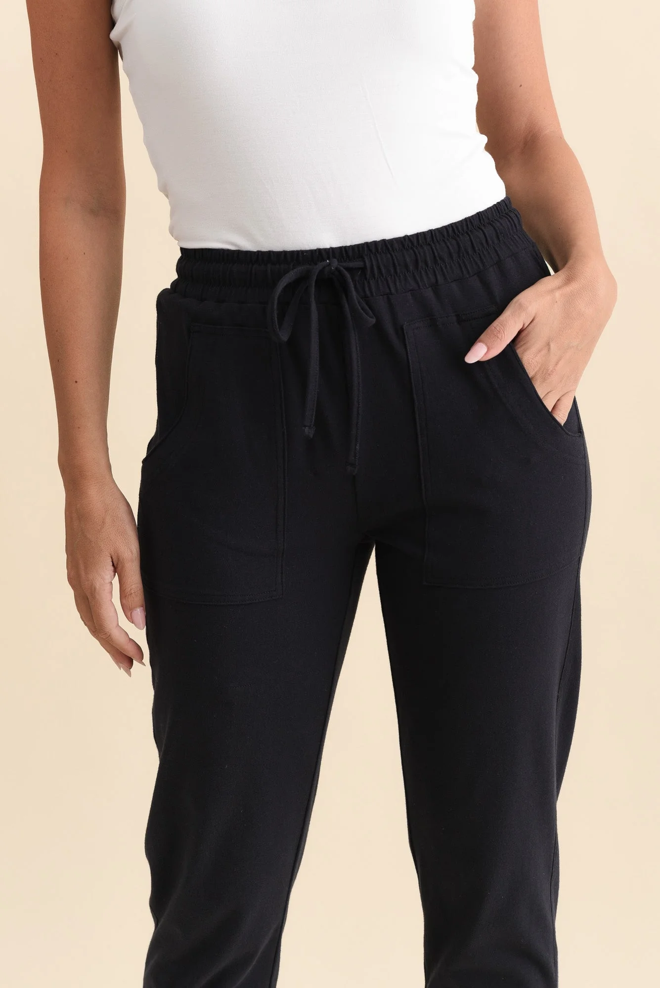 Angie Navy Cotton Drawstring Pants - Image 5