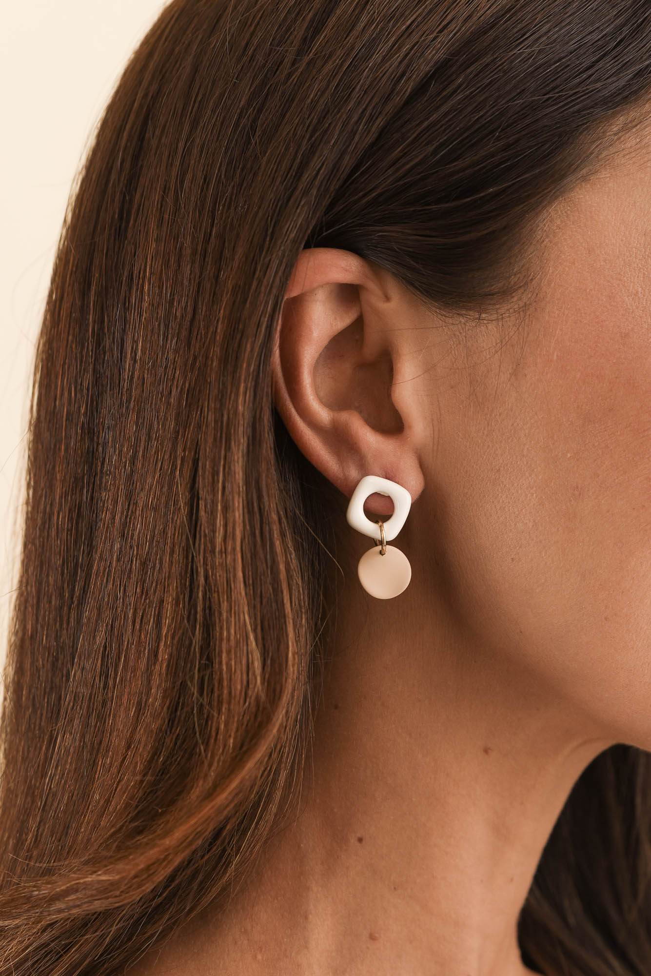 Angie White Drop Earrings - Image 2