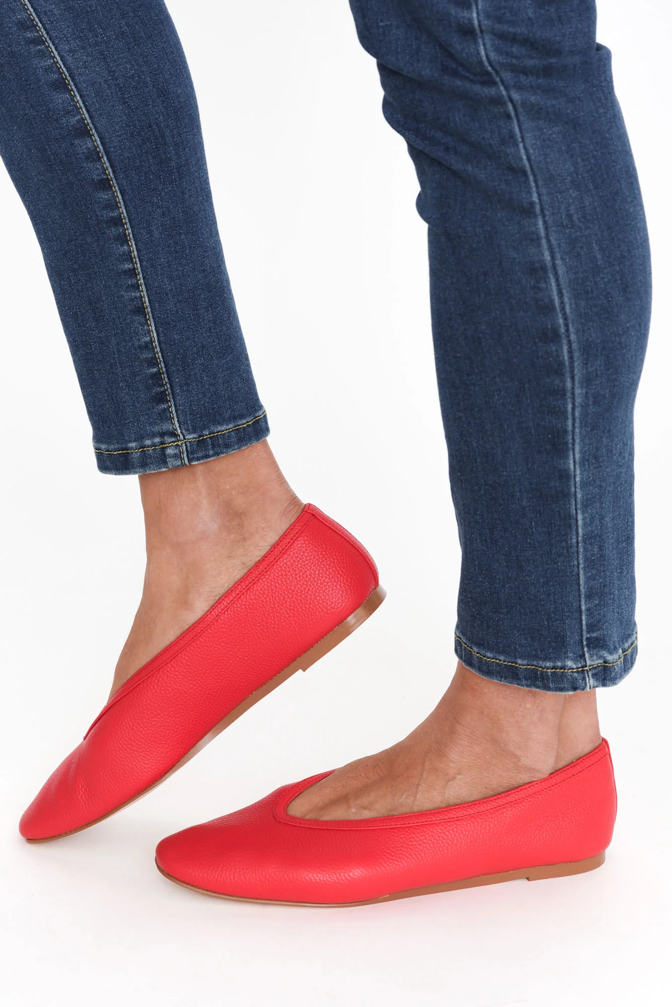 Anita Red Leather Ballet Flat - Image 4