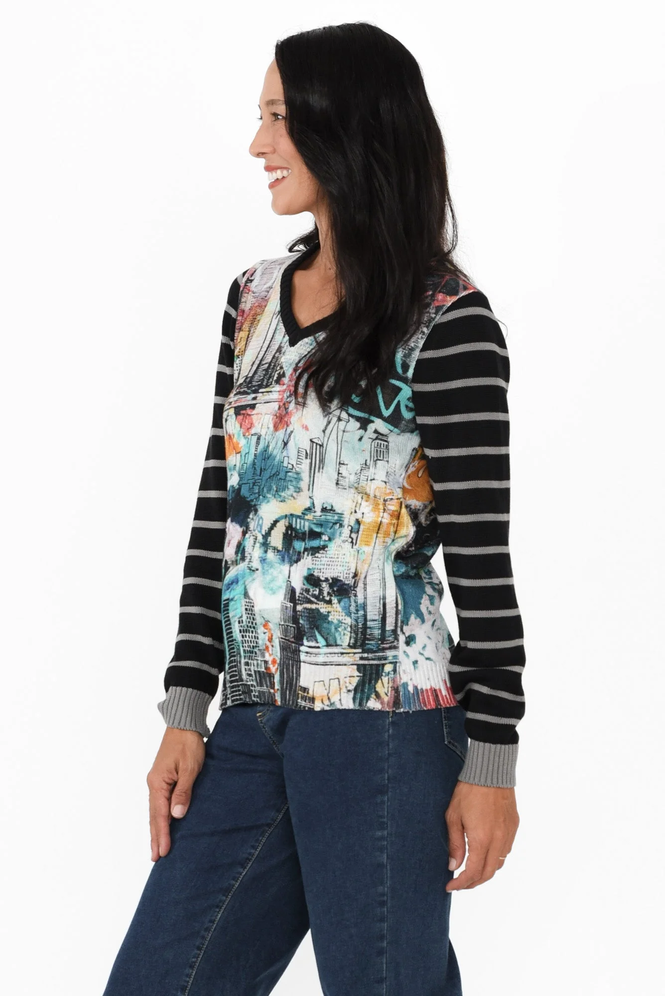 Anka Black Abstract Organic Cotton Jumper - Image 3