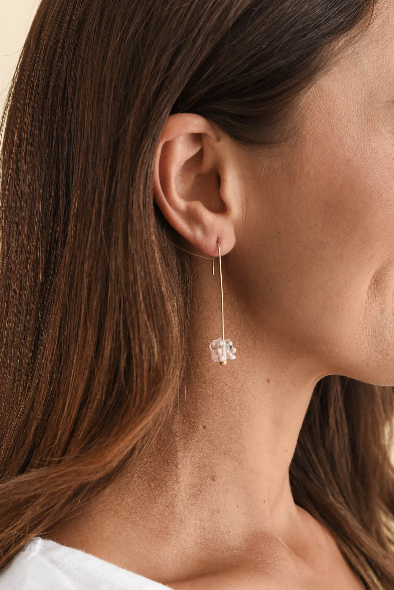 Anka Pink Dot Glass Hook Earrings - Image 2
