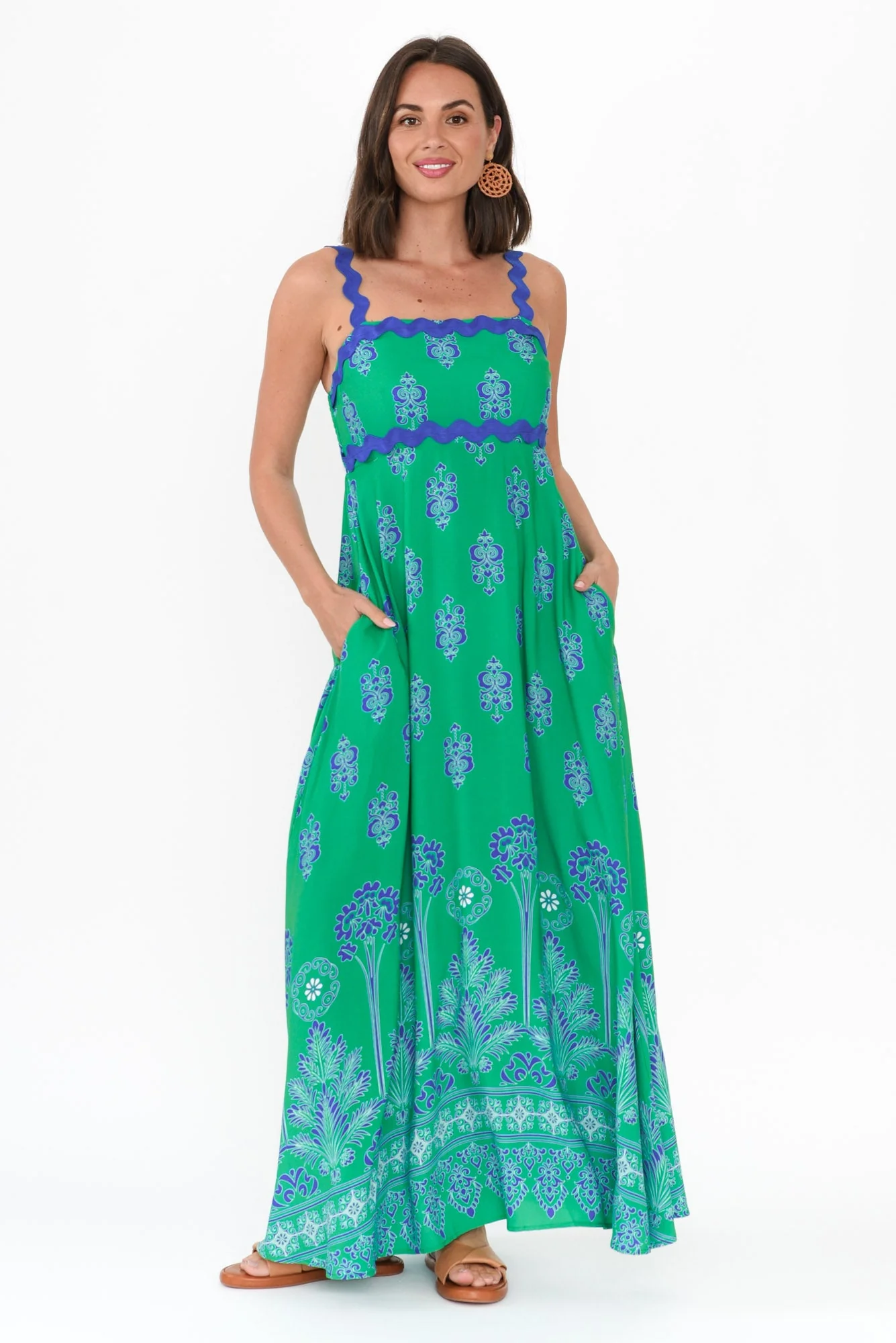 Annalise Green Mosaic Maxi Dress - Image 2