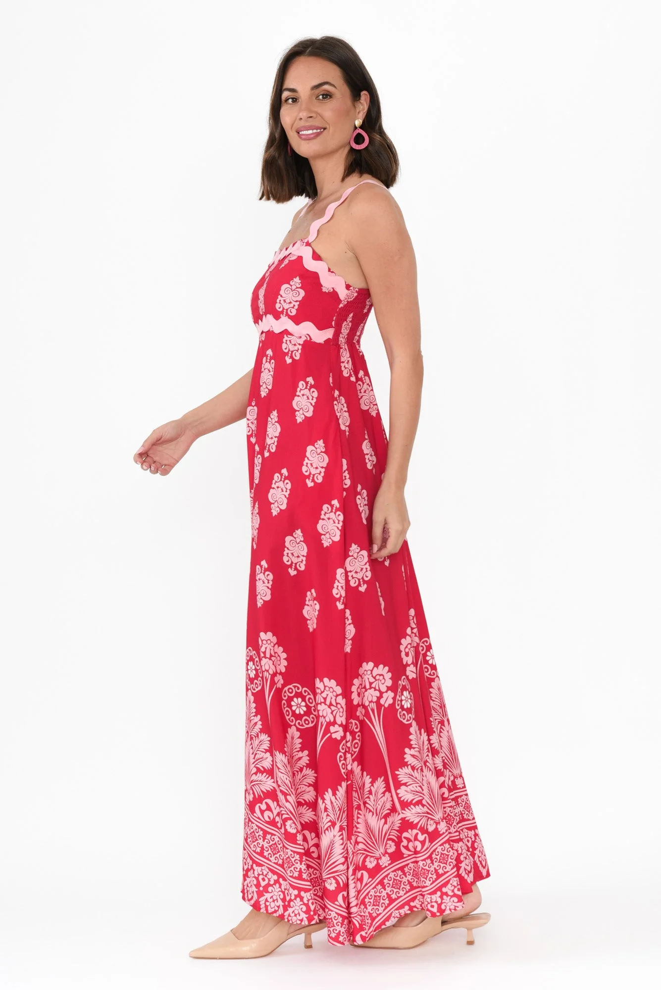 Annalise Red Mosaic Maxi Dress - Image 3