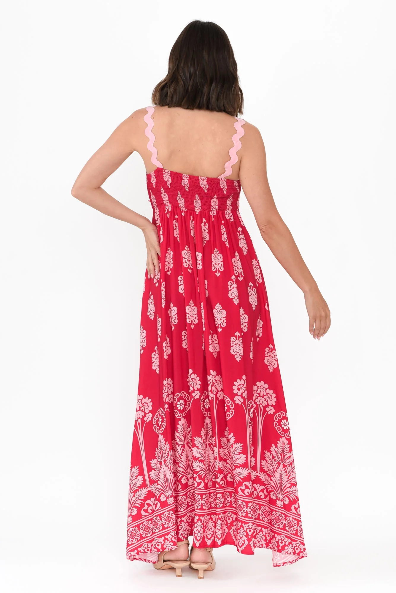 Annalise Red Mosaic Maxi Dress - Image 4