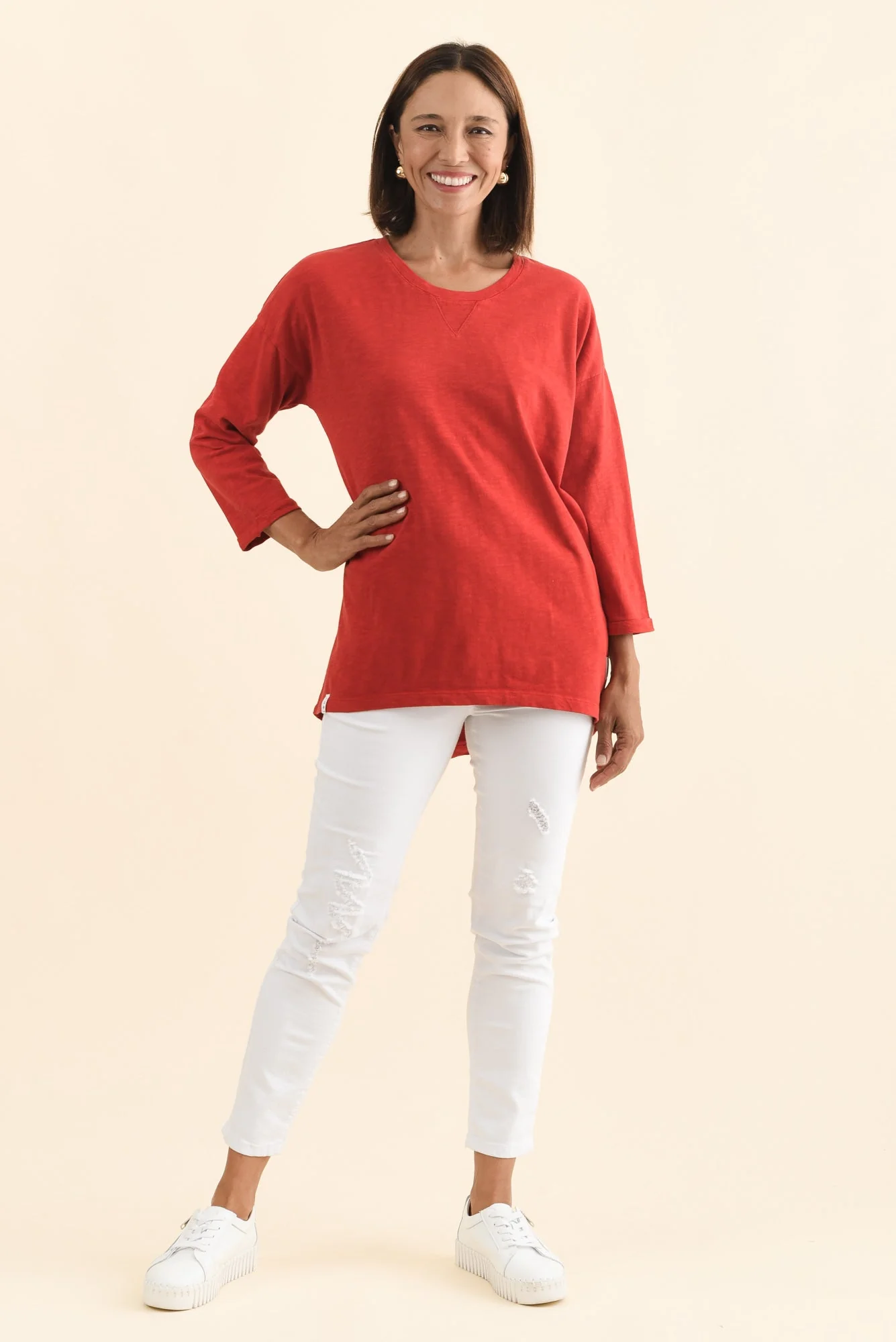 Annie Dark Red Cotton Top - Image 6