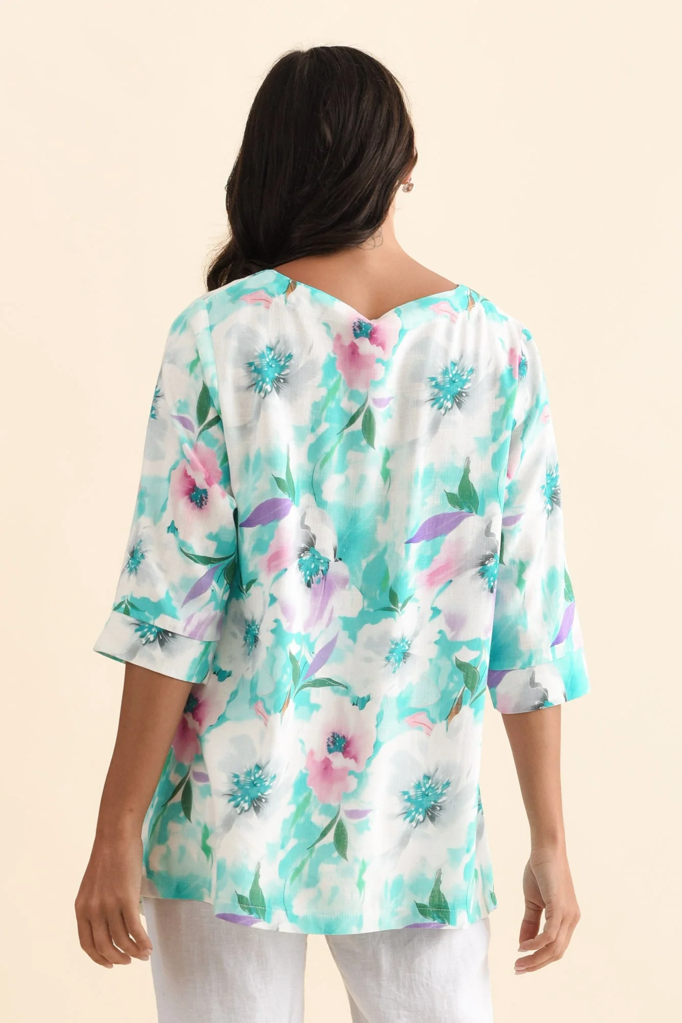 Anya Blue Bloom Linen Cotton Top - Image 4