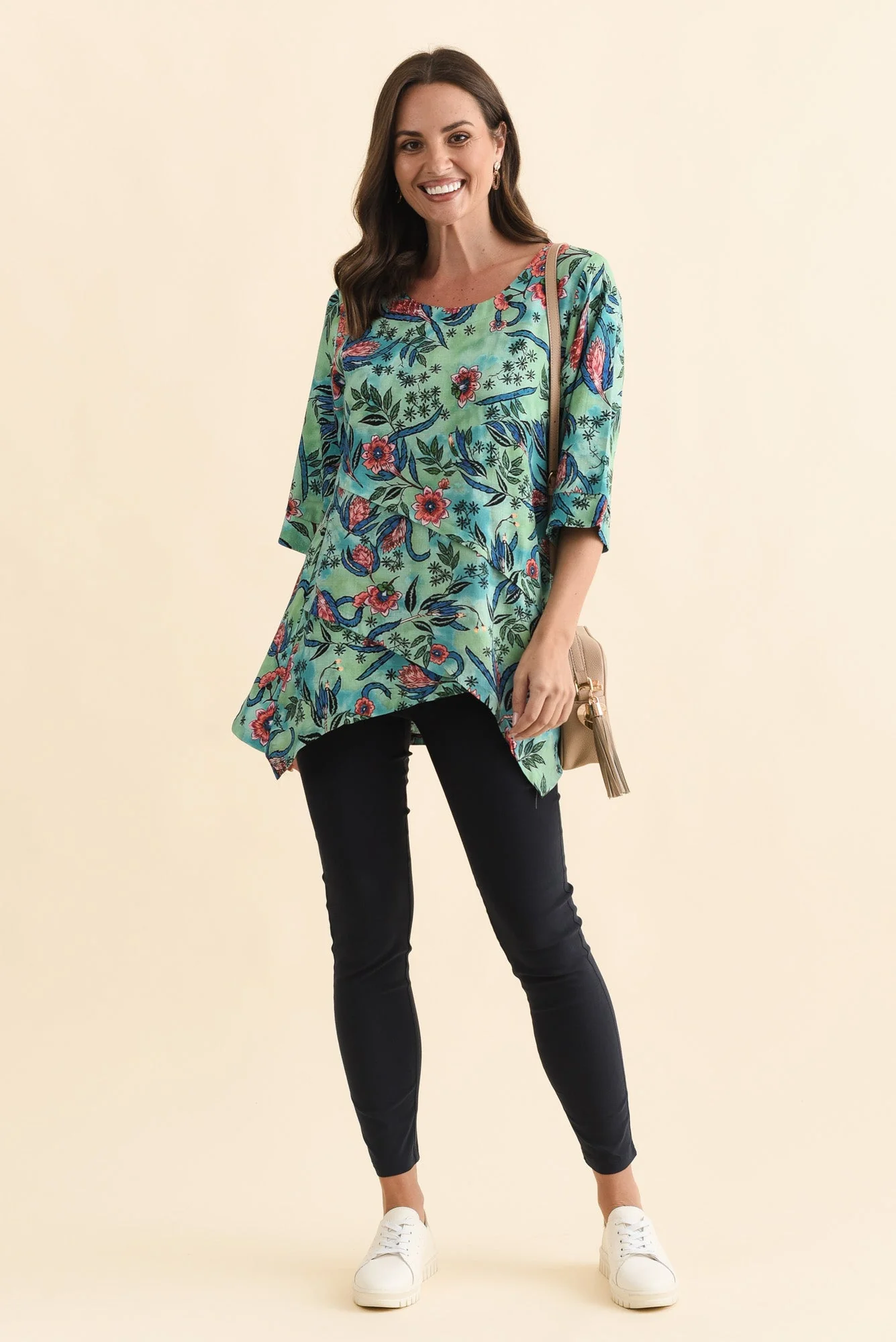 Anya Blue Garden Linen Cotton Top - Image 2