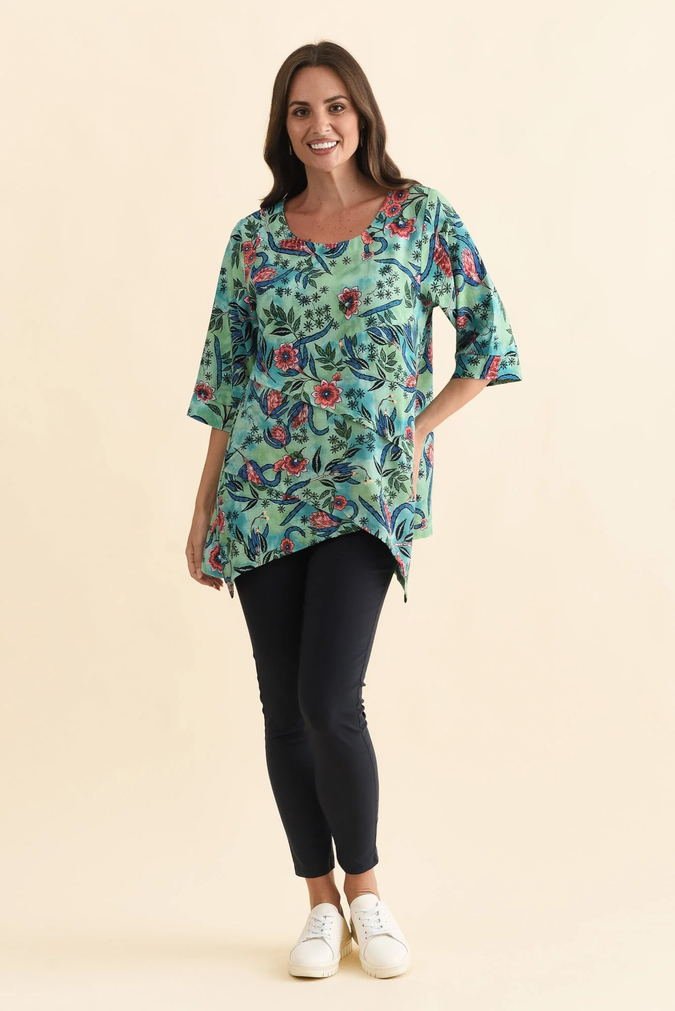 Anya Blue Garden Linen Cotton Top - Image 6