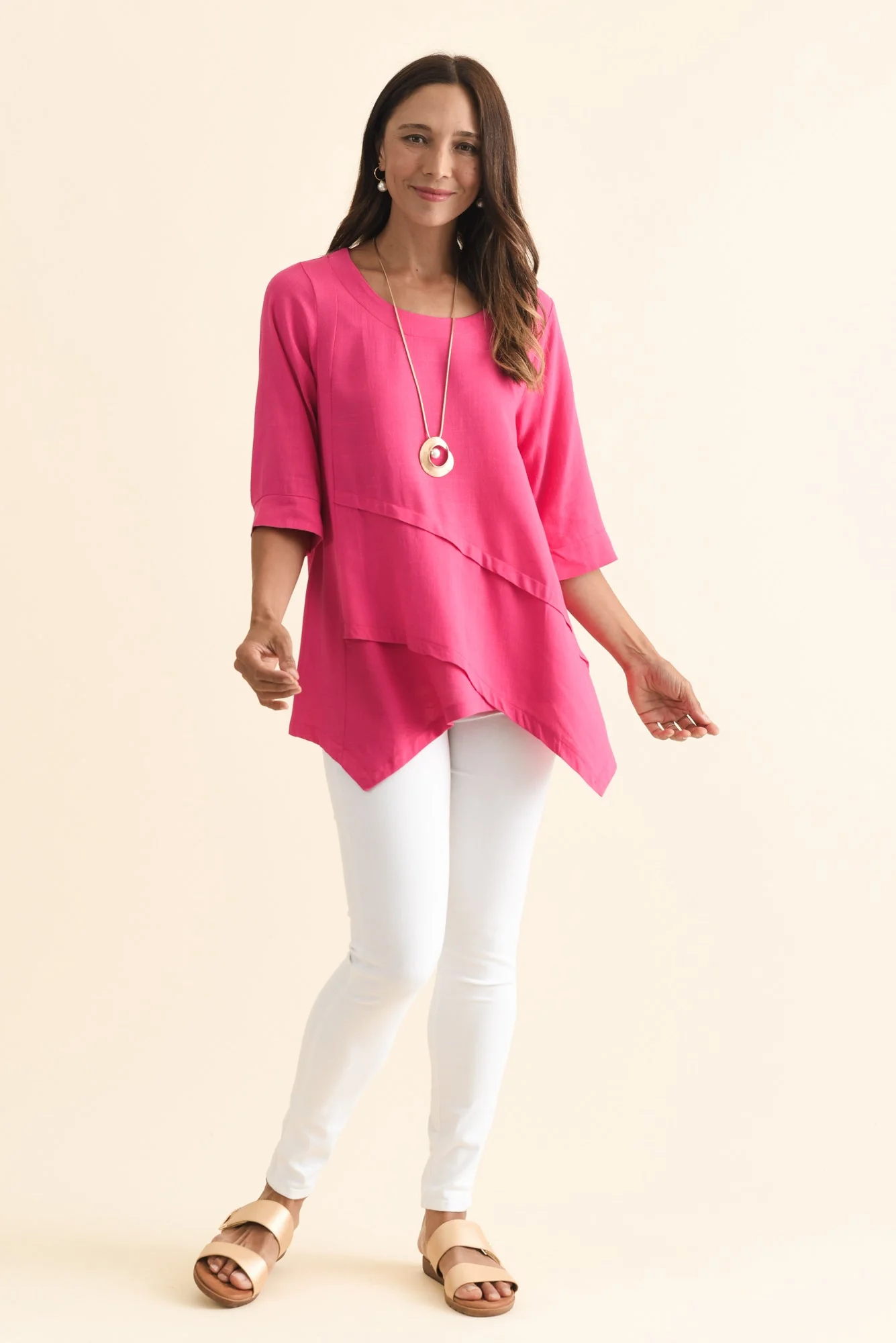 Anya Hot Pink Linen Cotton Top - Image 2