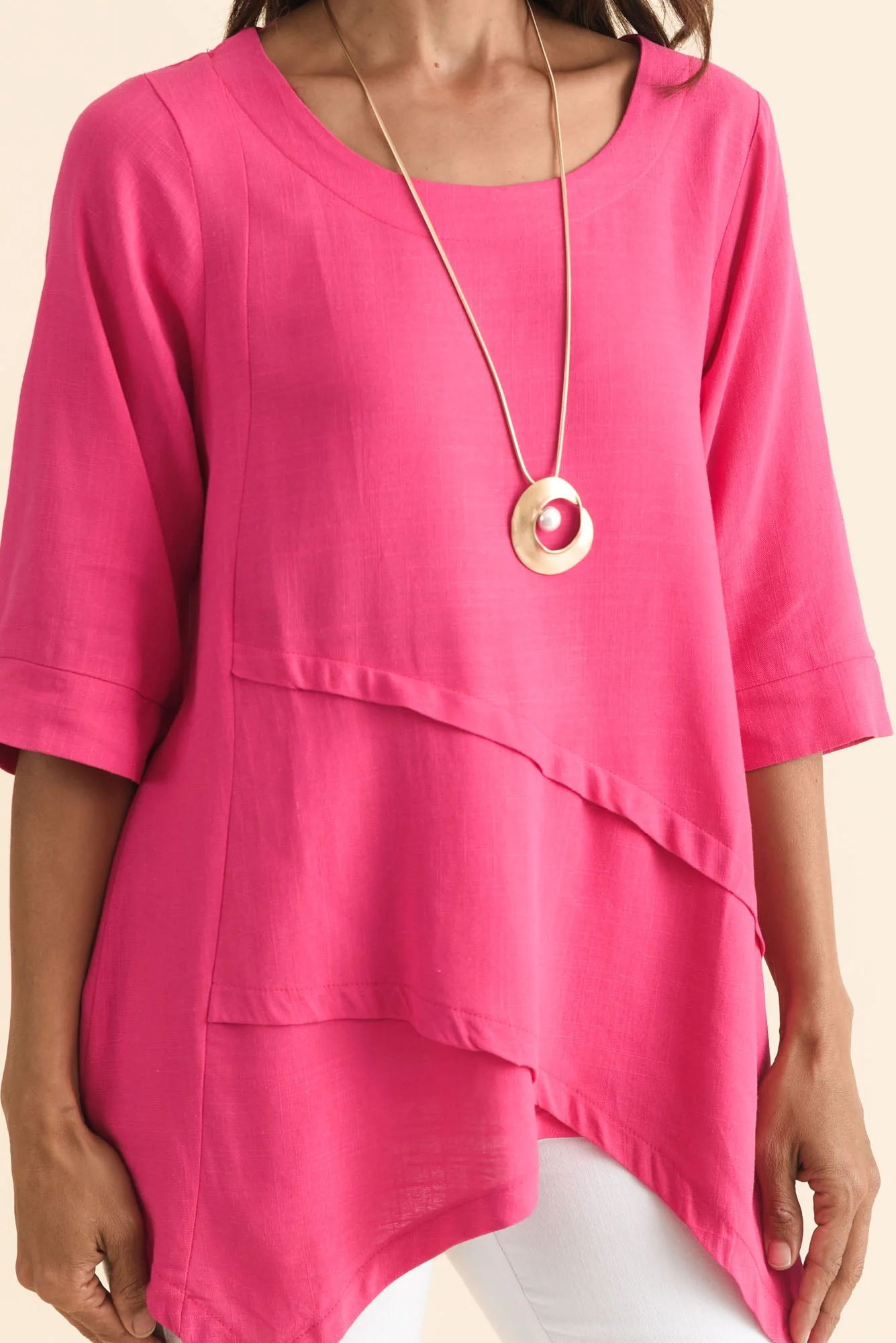 Anya Hot Pink Linen Cotton Top - Image 5