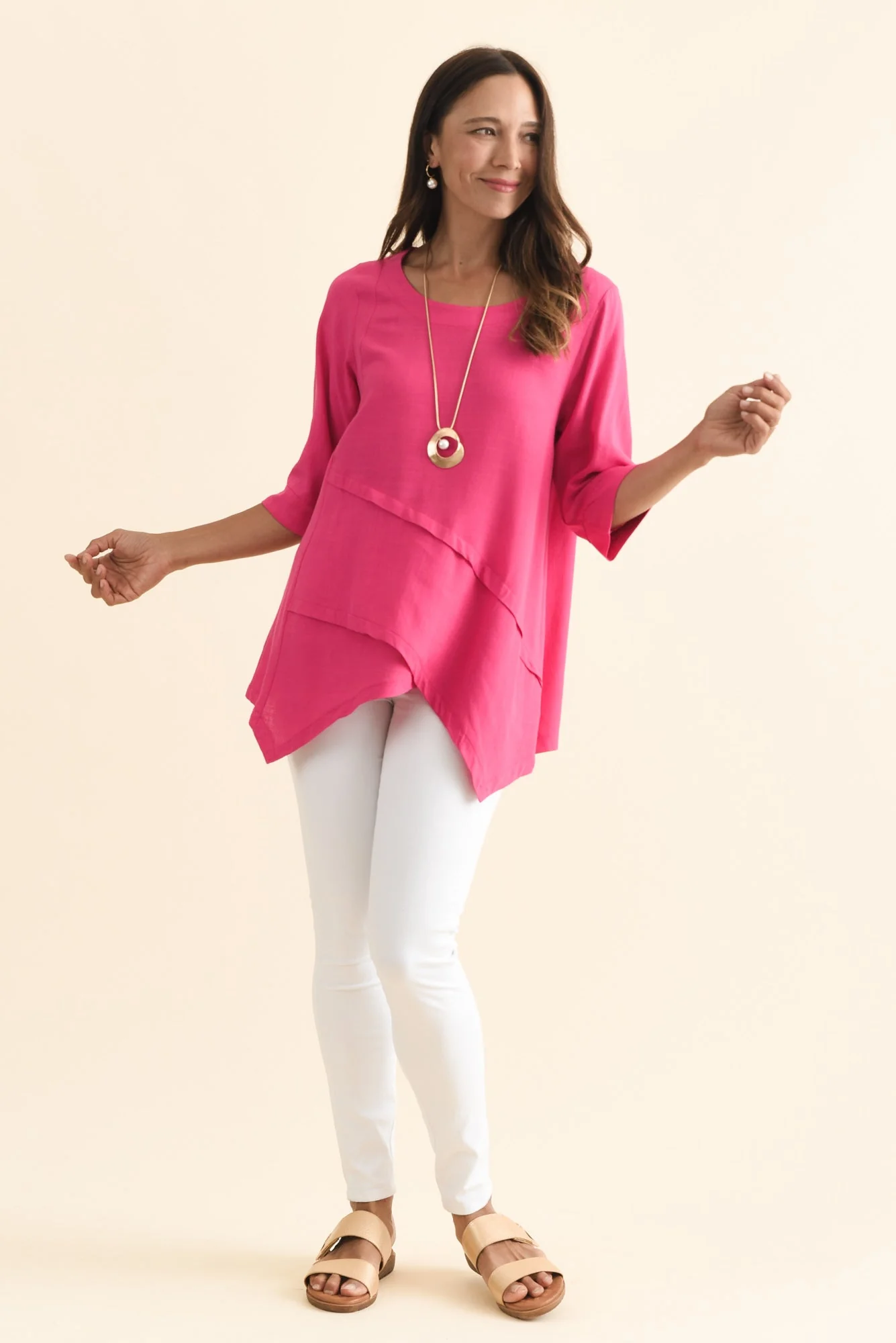 Anya Hot Pink Linen Cotton Top - Image 6