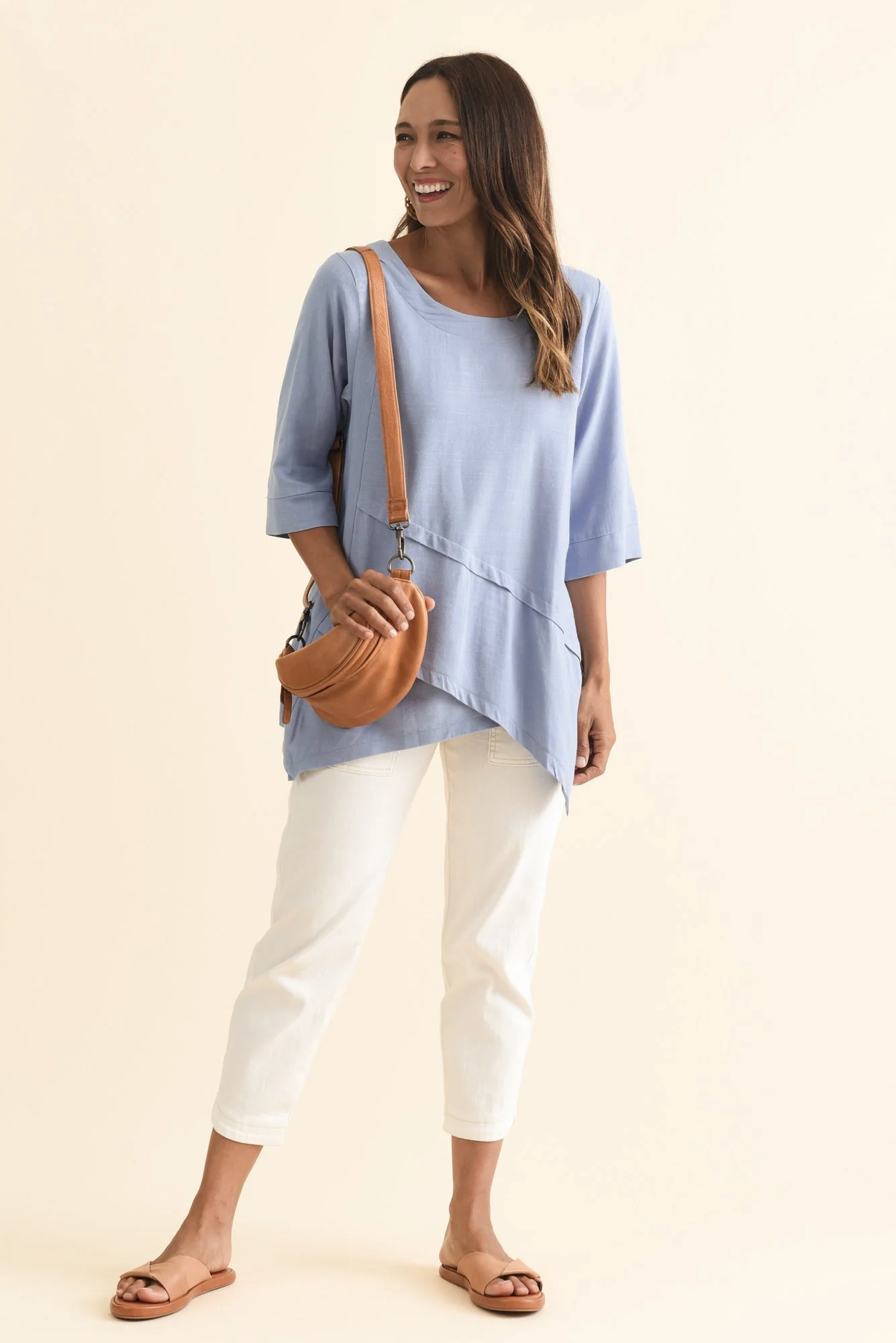 Anya Light Blue Linen Cotton Top - Image 2