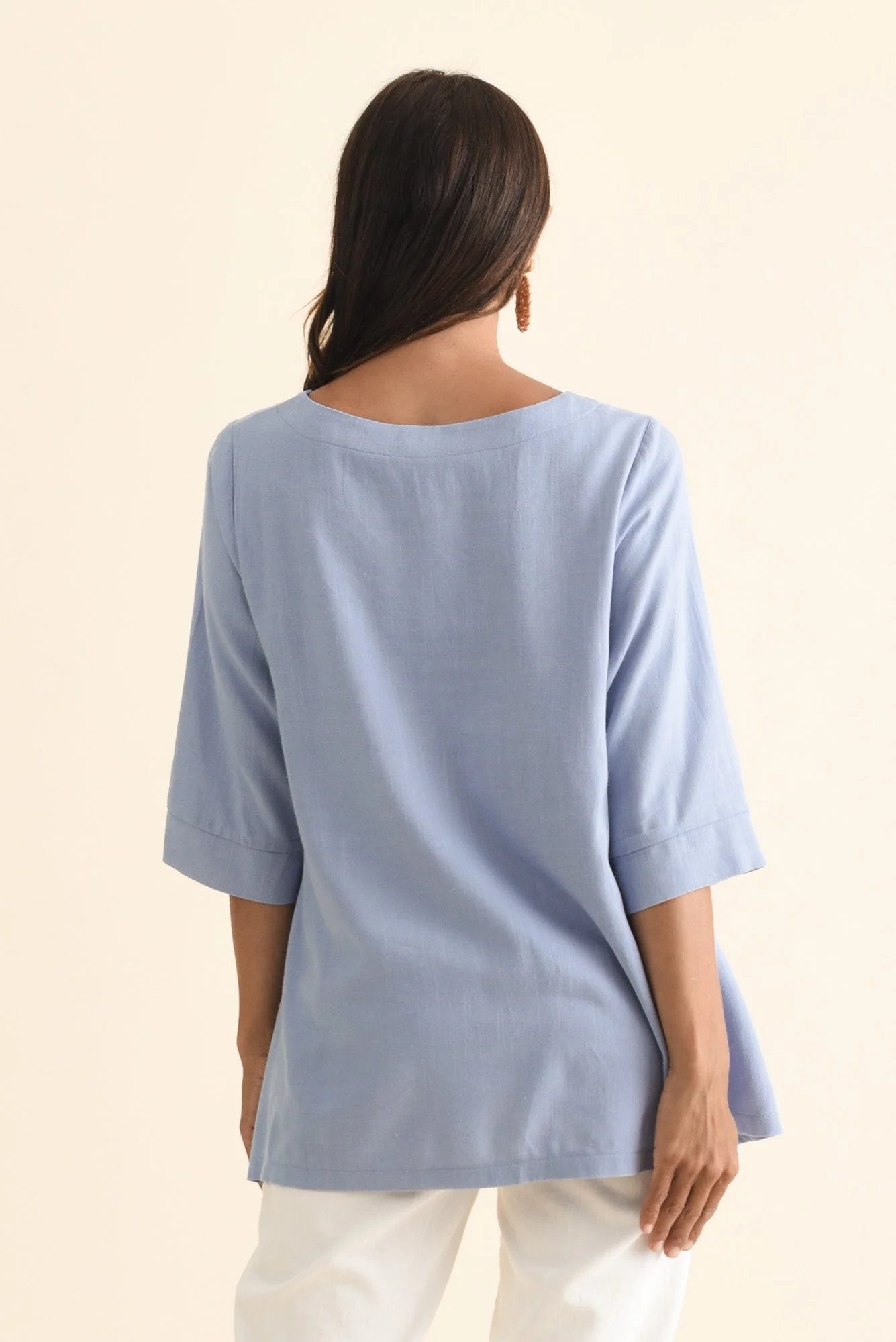 Anya Light Blue Linen Cotton Top - Image 4