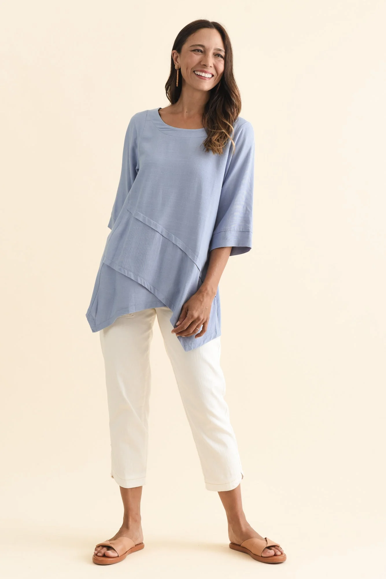 Anya Light Blue Linen Cotton Top - Image 6