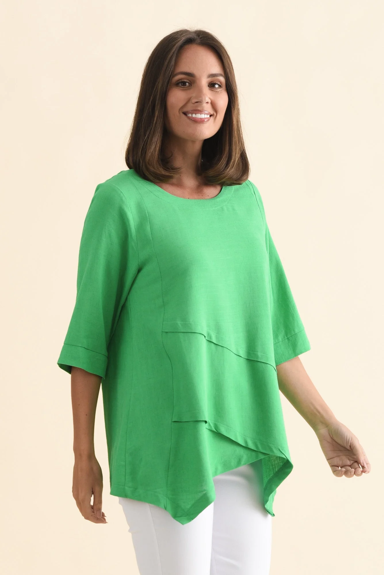 Anya Lime Green Linen Cotton Top - Image 3