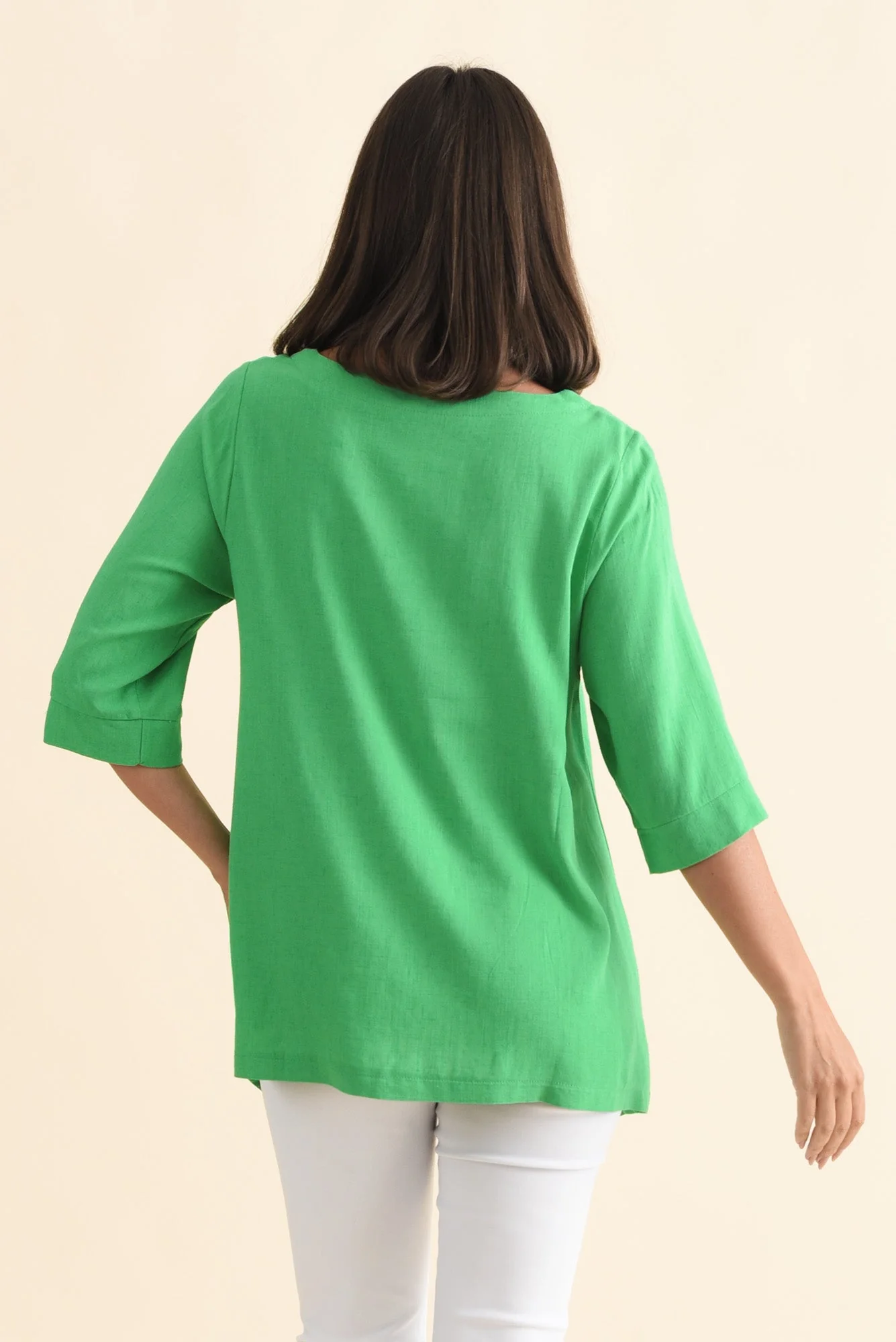 Anya Lime Green Linen Cotton Top - Image 4