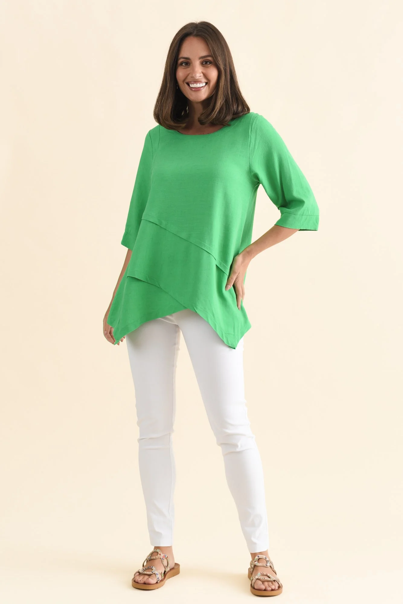 Anya Lime Green Linen Cotton Top - Image 6