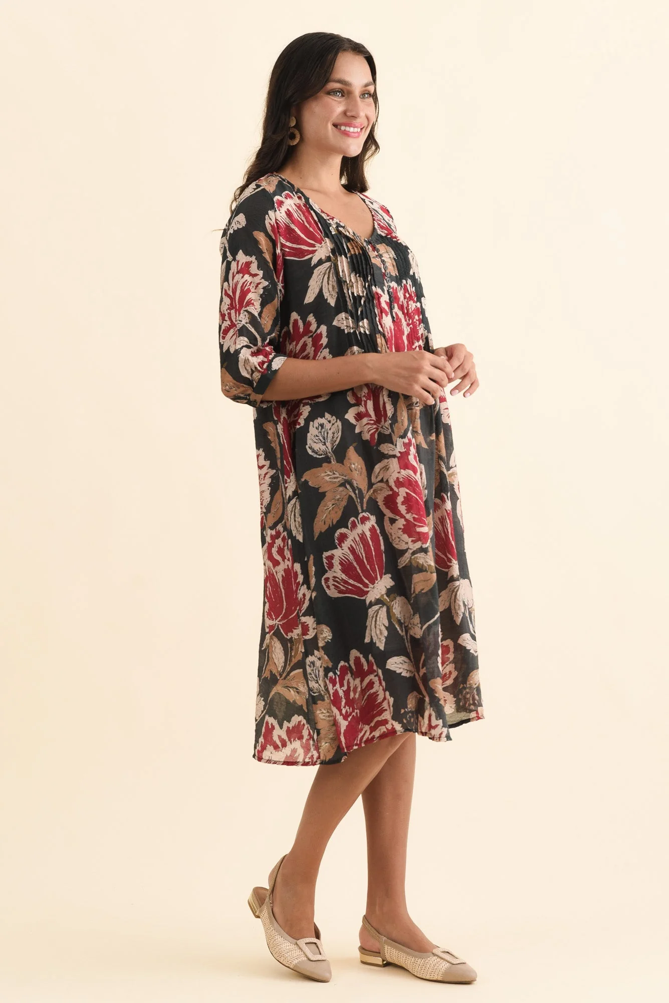 Arcadia Green Floral Button Dress - Image 3