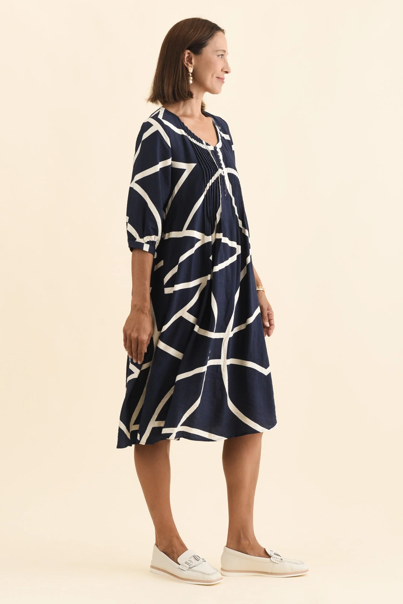Arcadia Navy Abstract Button Dress - Image 4