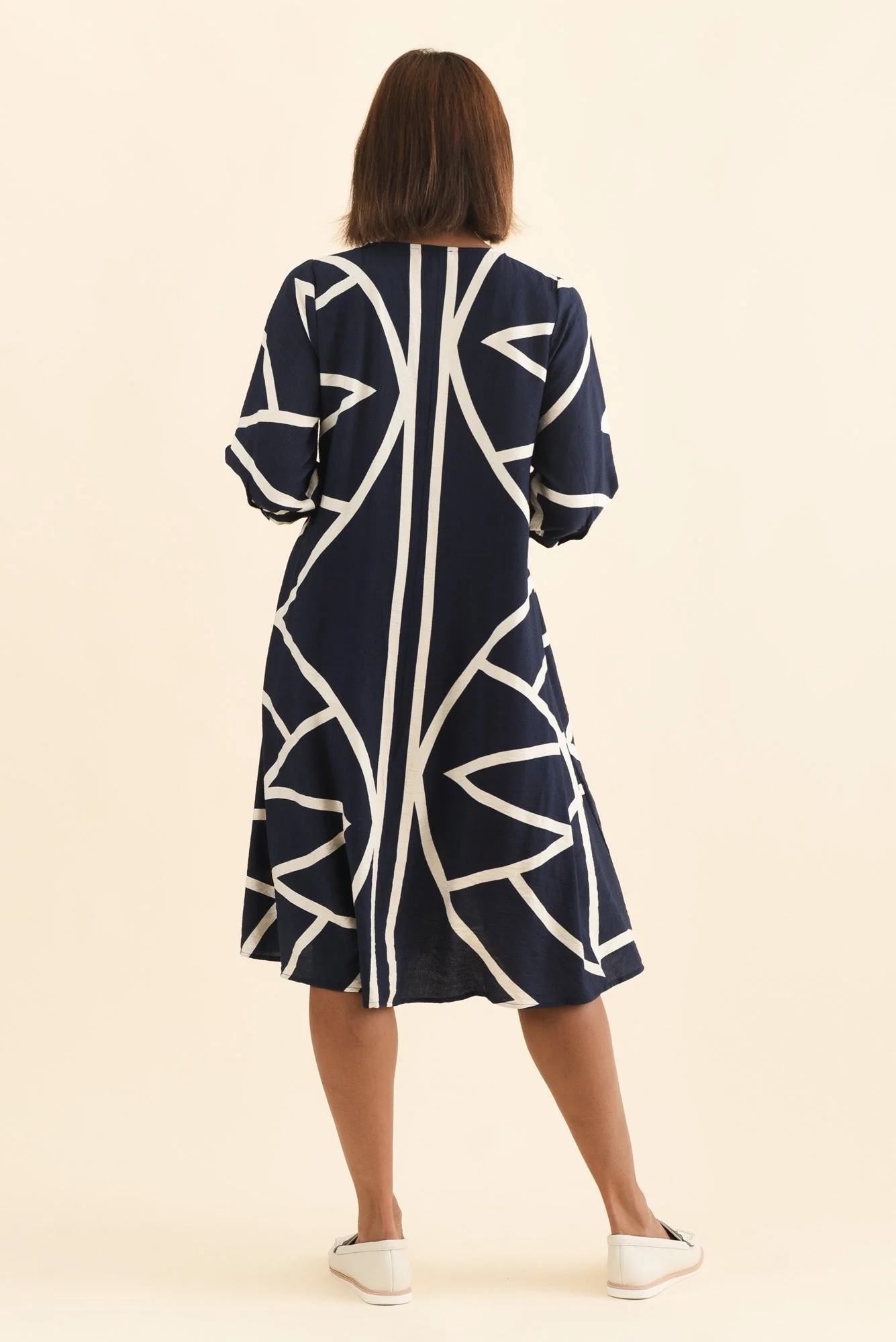 Arcadia Navy Abstract Button Dress - Image 5