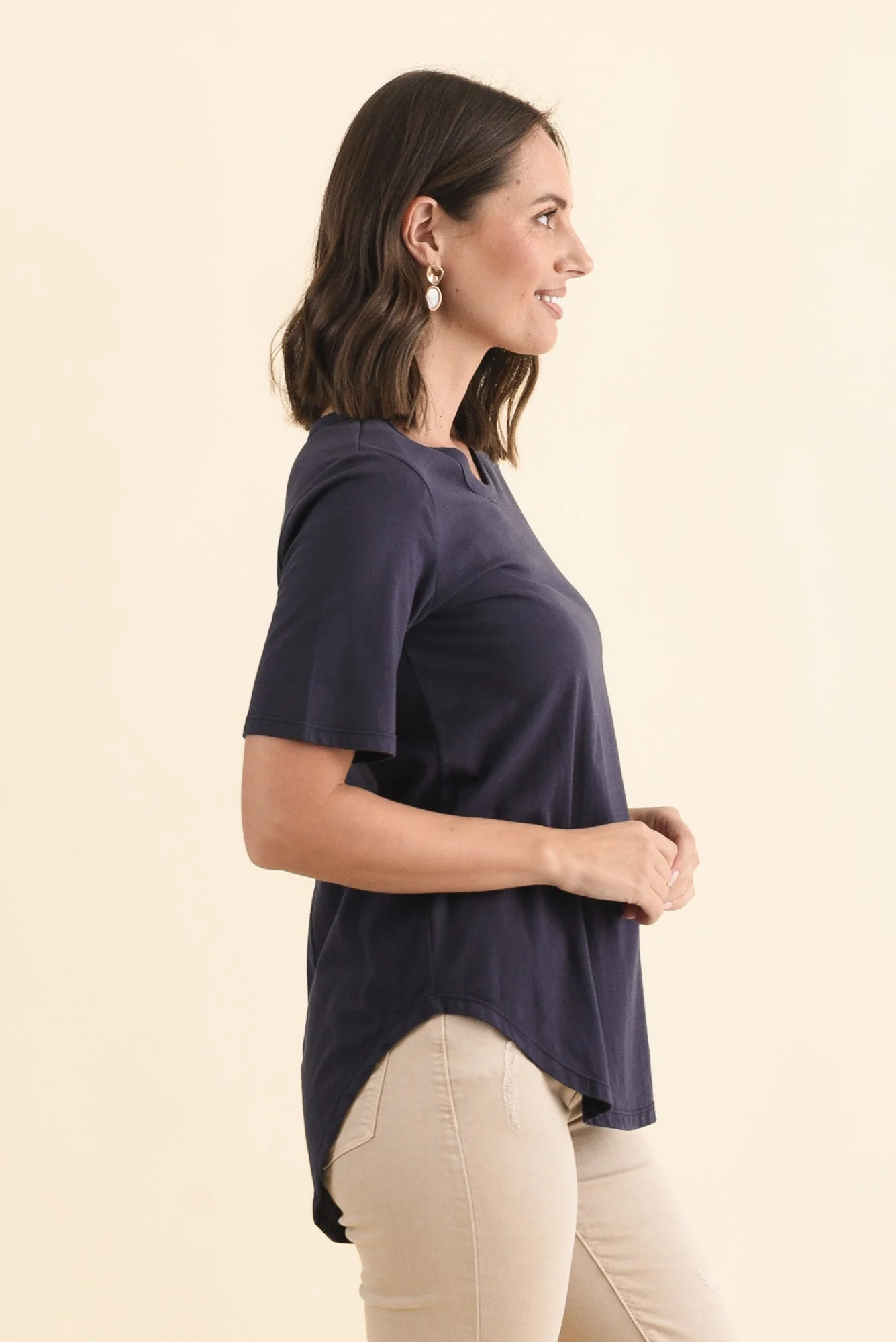 Ariana Navy Cotton Tee - Image 3