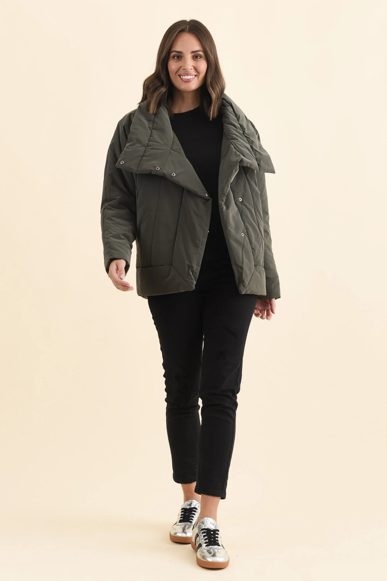 Arica Charcoal Wrap Puffer Jacket - Image 2