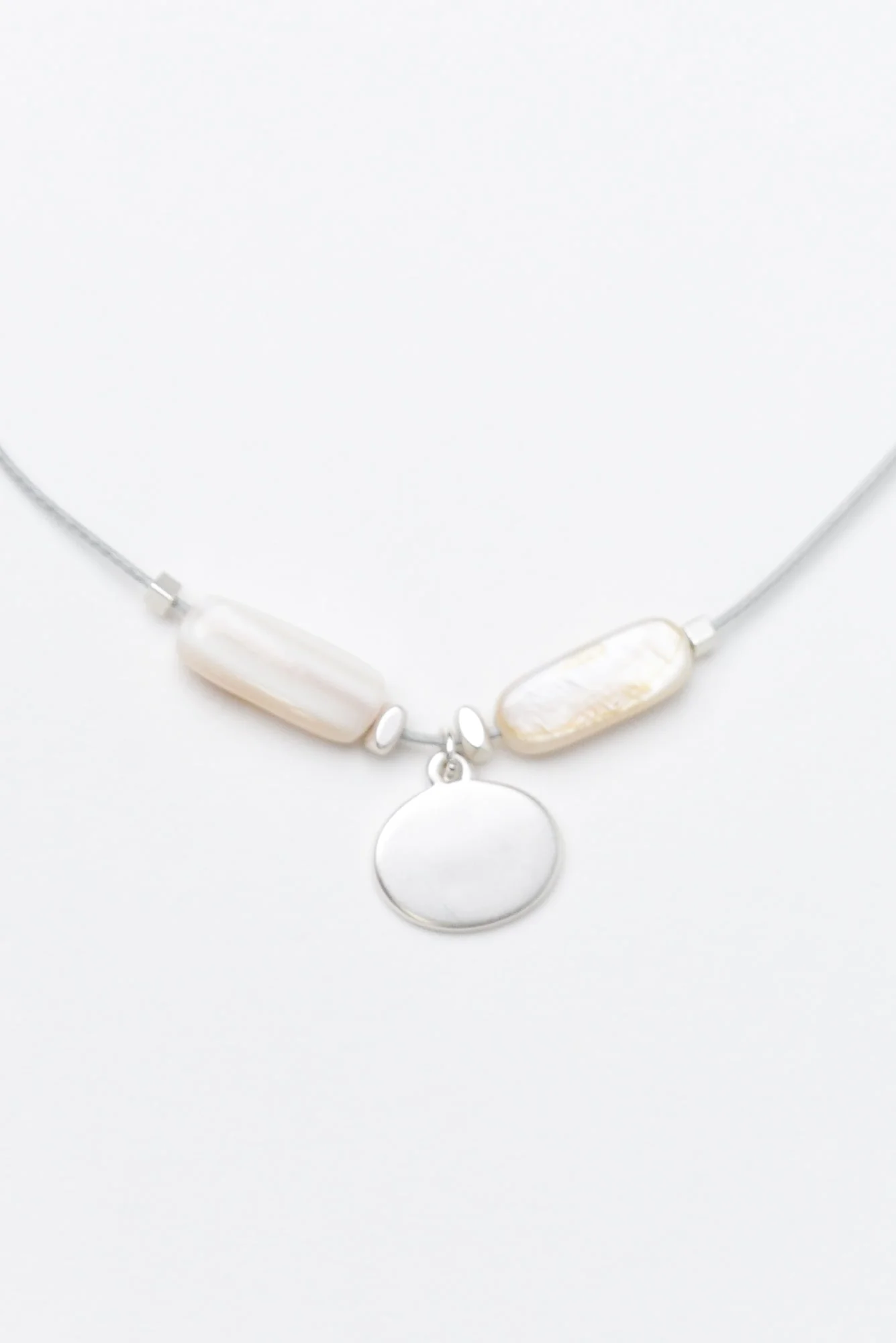 Arica Silver Oval Beaded Necklace - Image 2