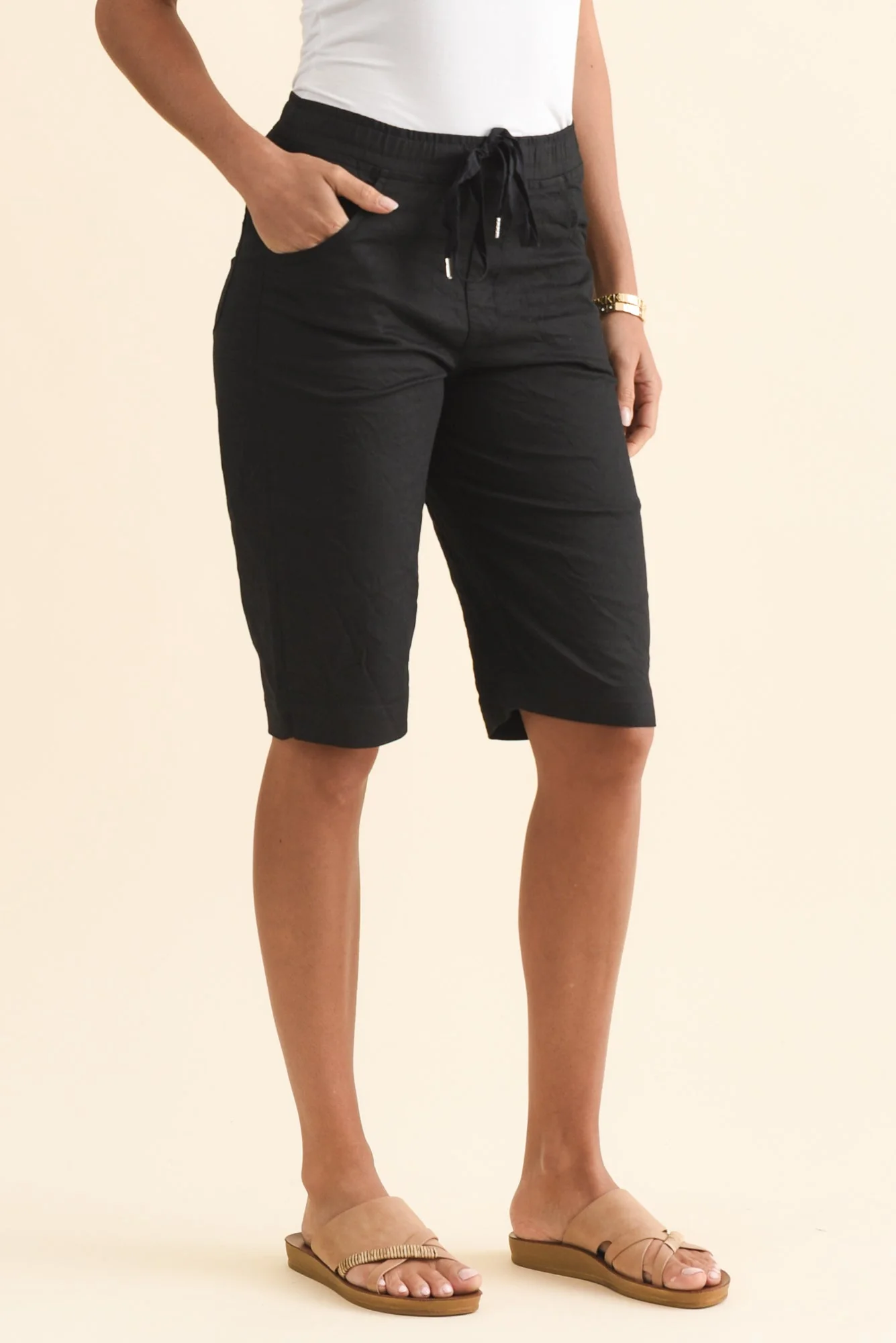 Asha Black Travel Shorts - Image 3