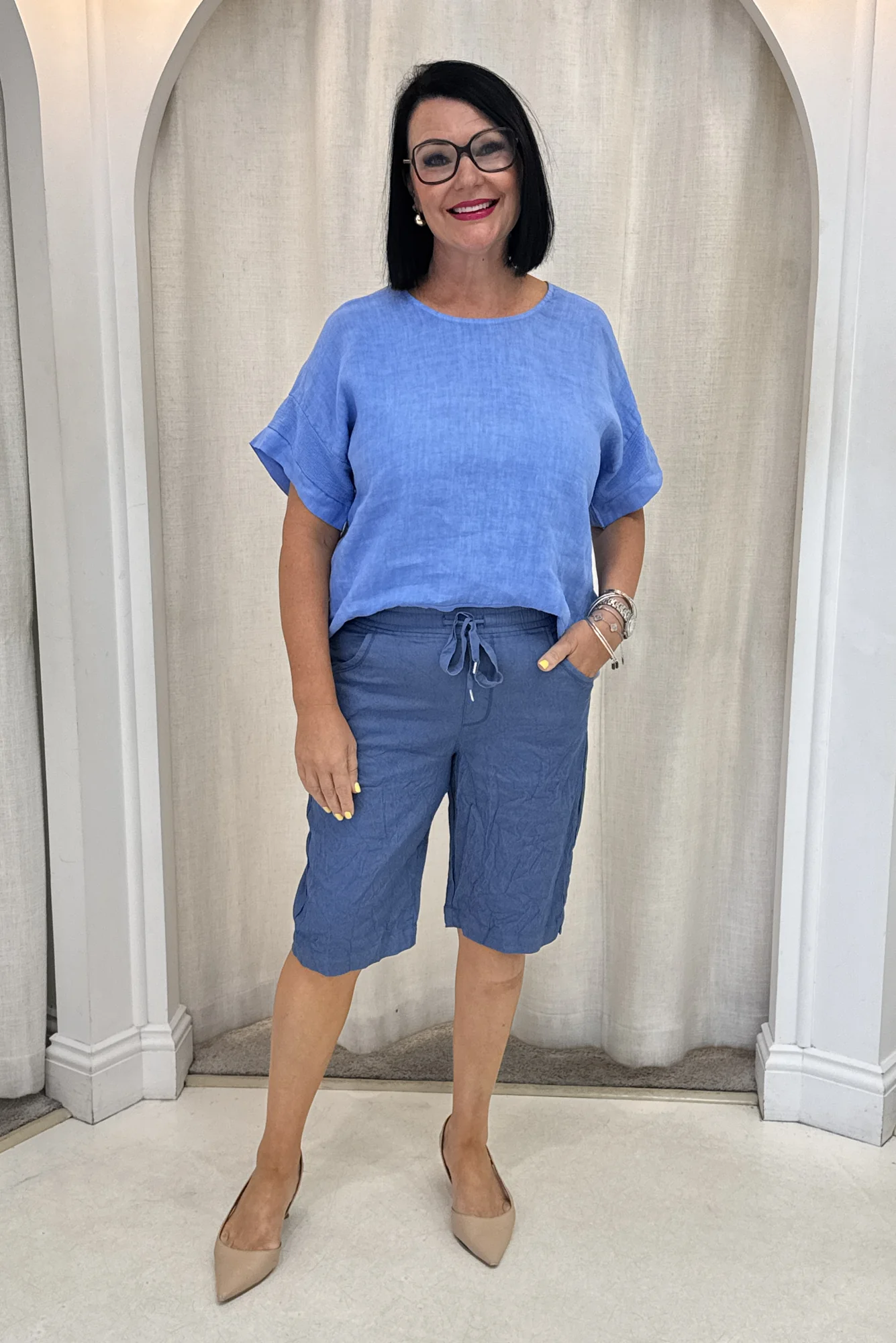 Asha Blue Travel Shorts - Image 2