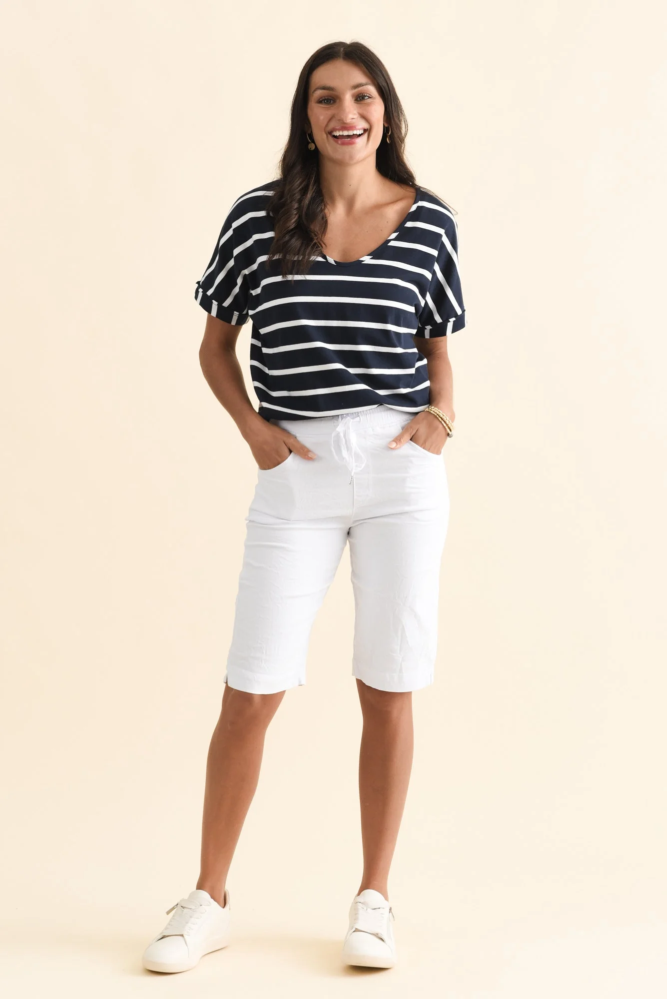Asha White Travel Shorts - Image 2