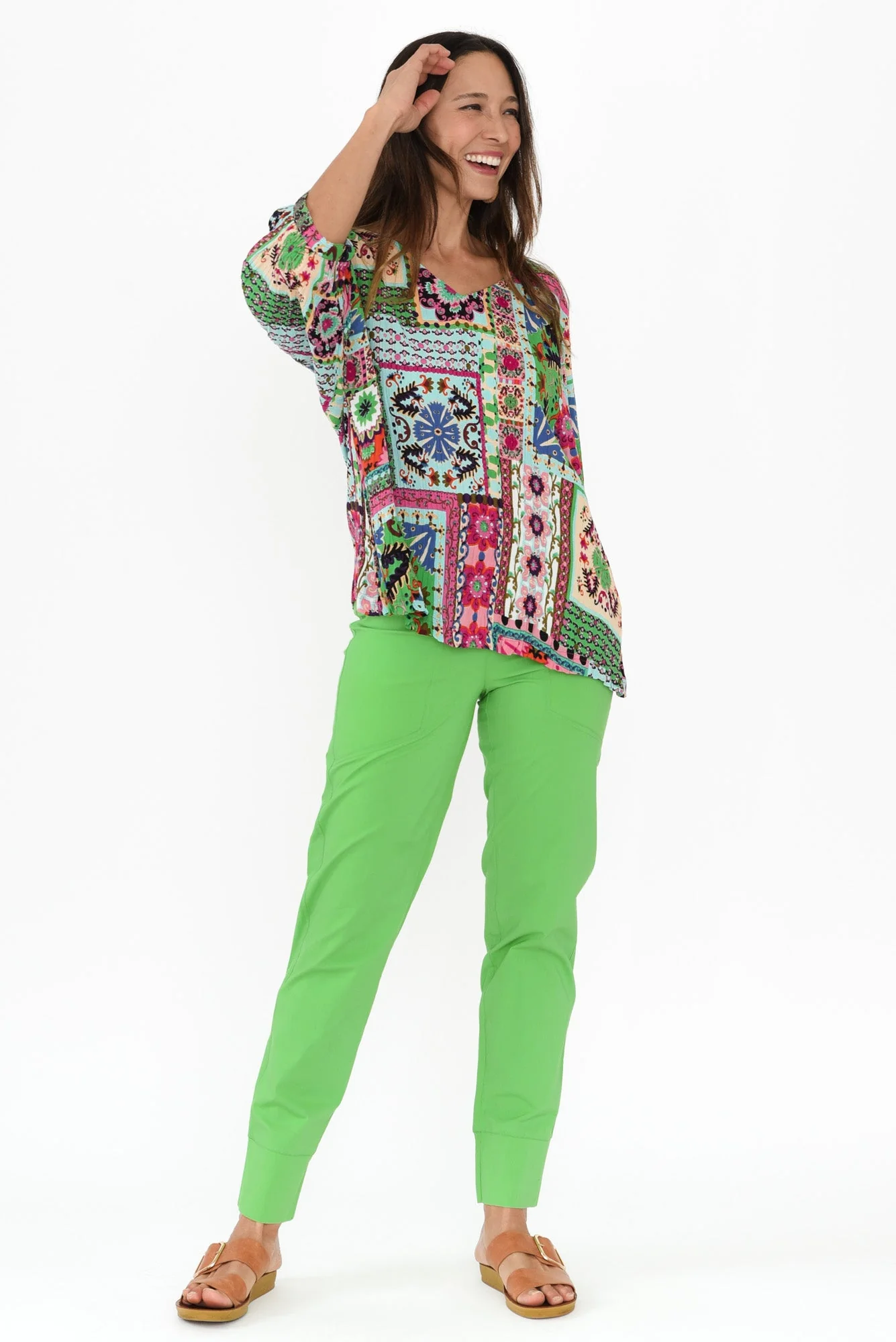 Ashton Green Cotton Stretch Pants - Image 2