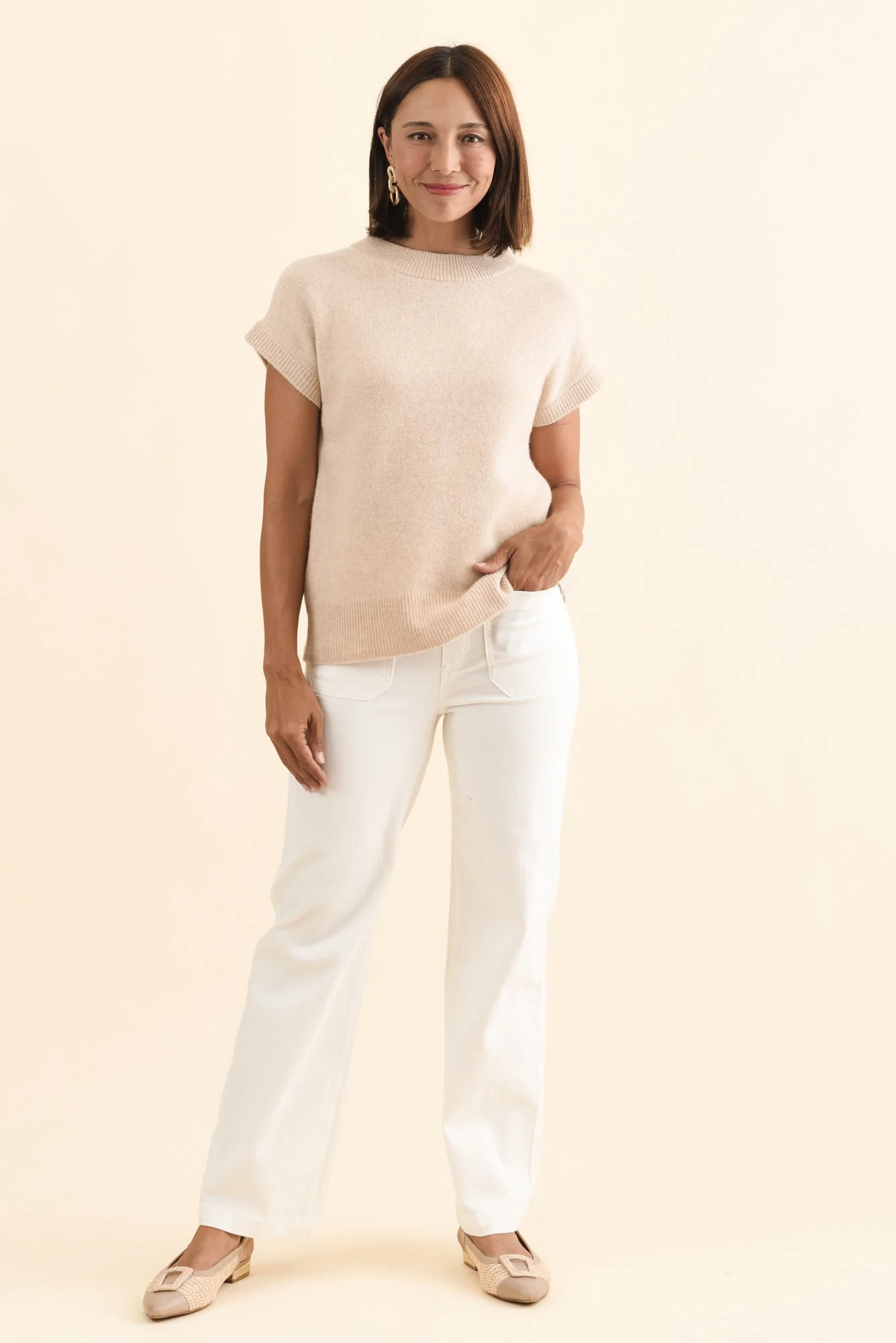 Astor Cream Yak Wool Knit Top - Image 2