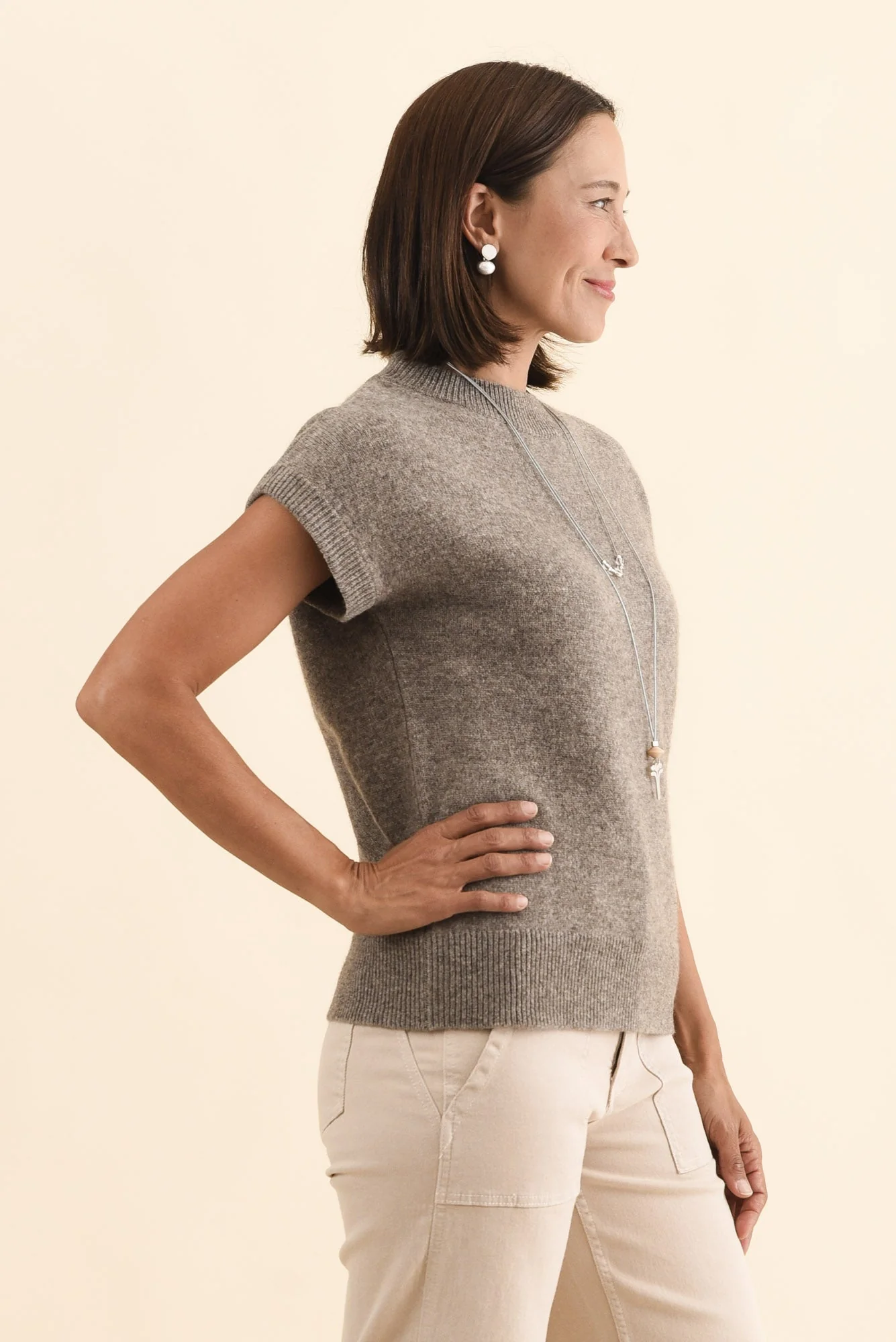 Astor Grey Yak Wool Knit Top - Image 3