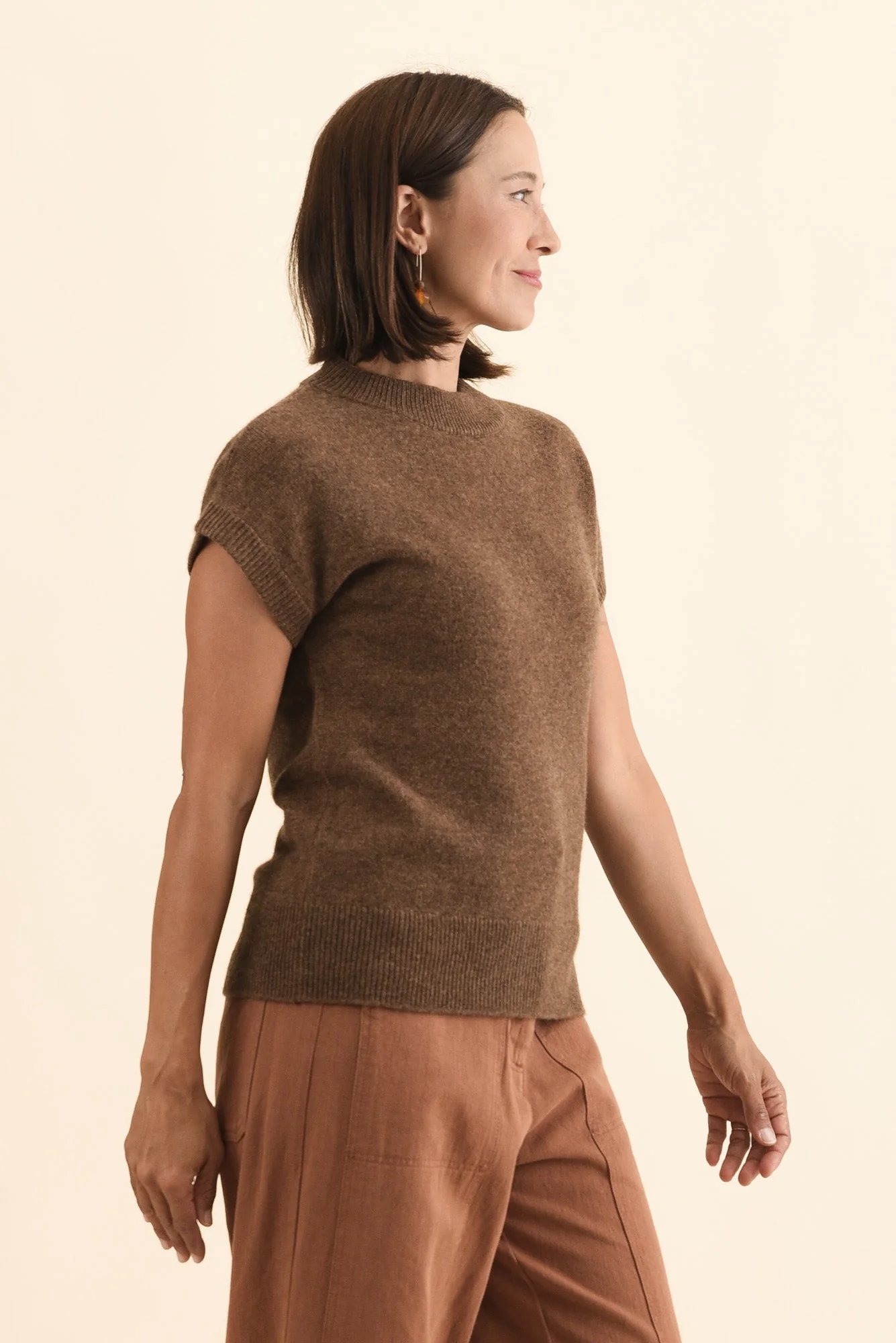 Astor Mocha Yak Wool Knit Top - Image 3